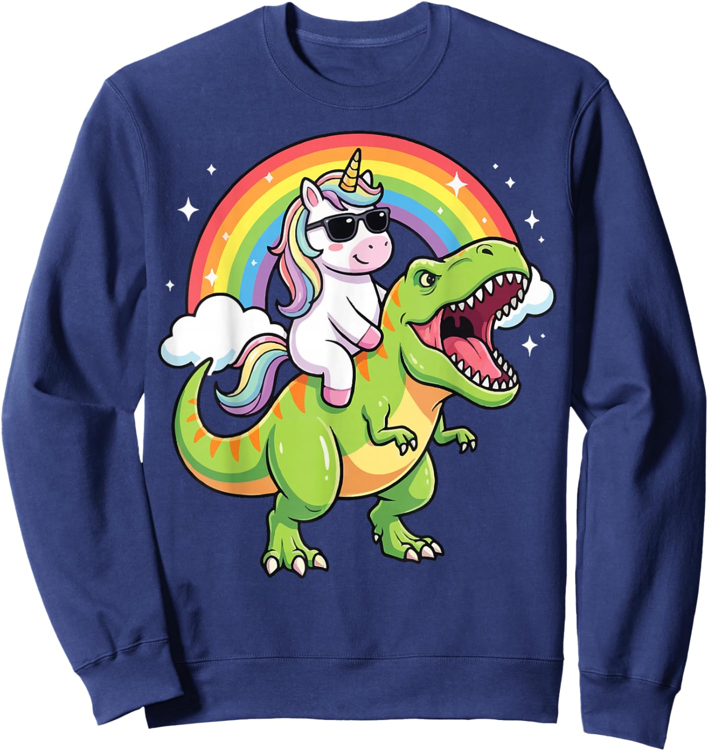 Unicorn Riding T-rex Dinosaur Sweatshirt - Sweatshirt | Navy