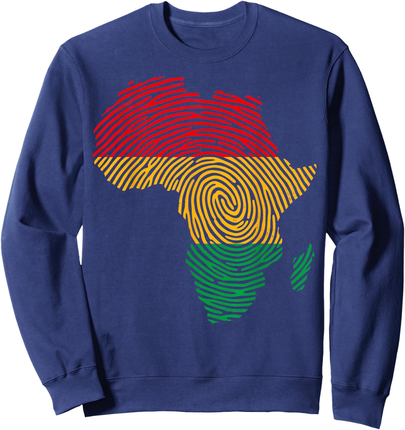 African Heritage Fingerprint Map Roots Pride Graphics Sweatshirt - Sweatshirt | Navy