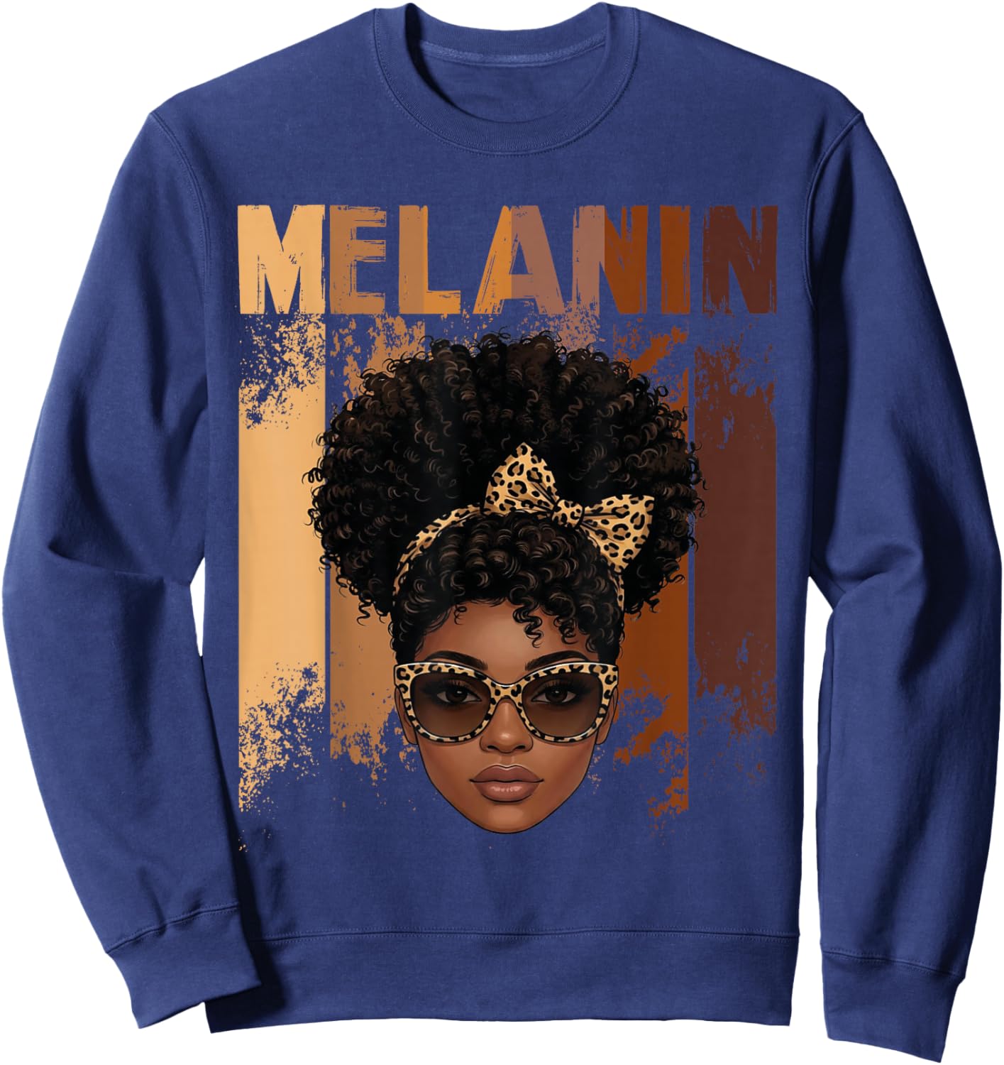 Afrocentric Pride Melanin Queen with Leopard Black History Sweatshirt - Sweatshirt | Navy