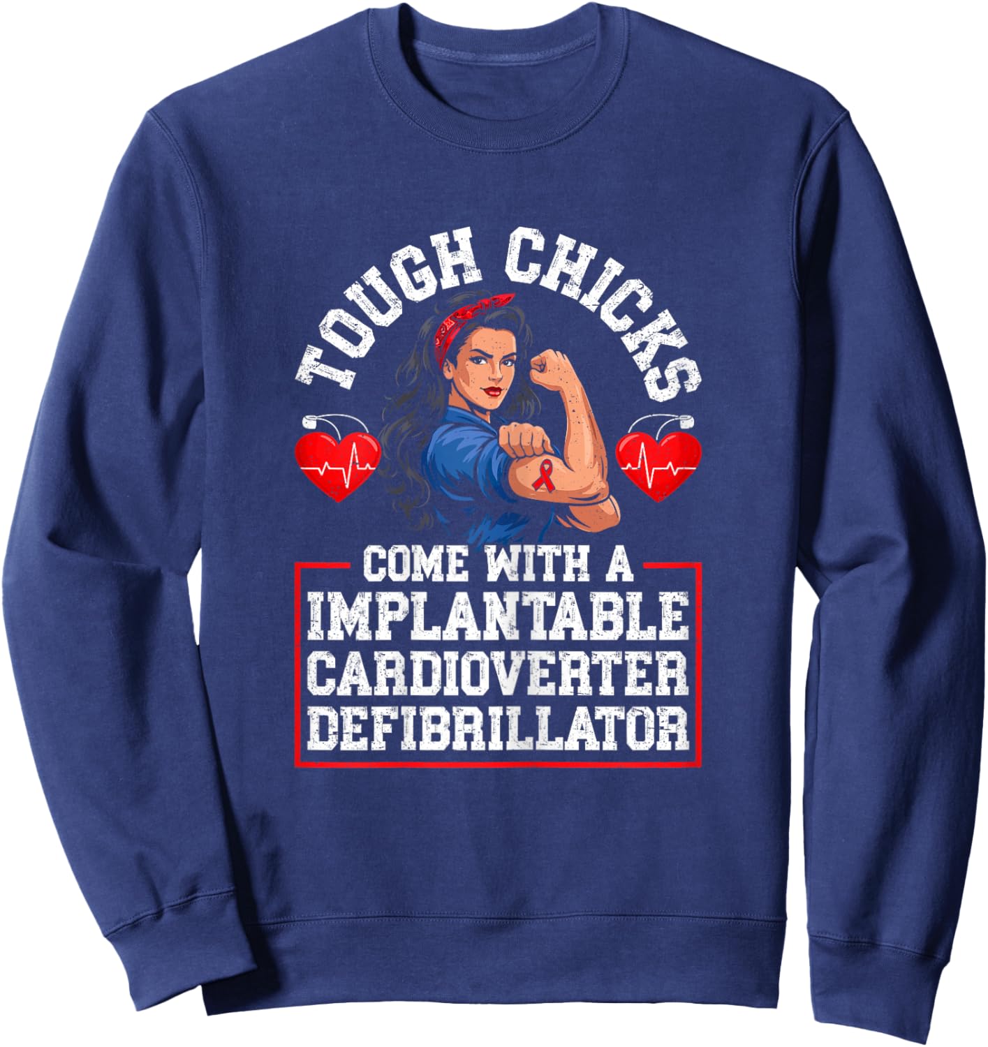 Heart Disease Warrior Implantable Cardioverter Defibrillator Sweatshirt - Sweatshirt | Navy