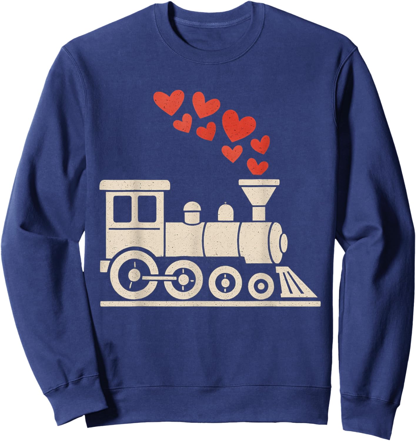 Kids Train Hearts Valentines Day Cute V Day Pajama Boys Kids Sweatshirt - Sweatshirt | Navy