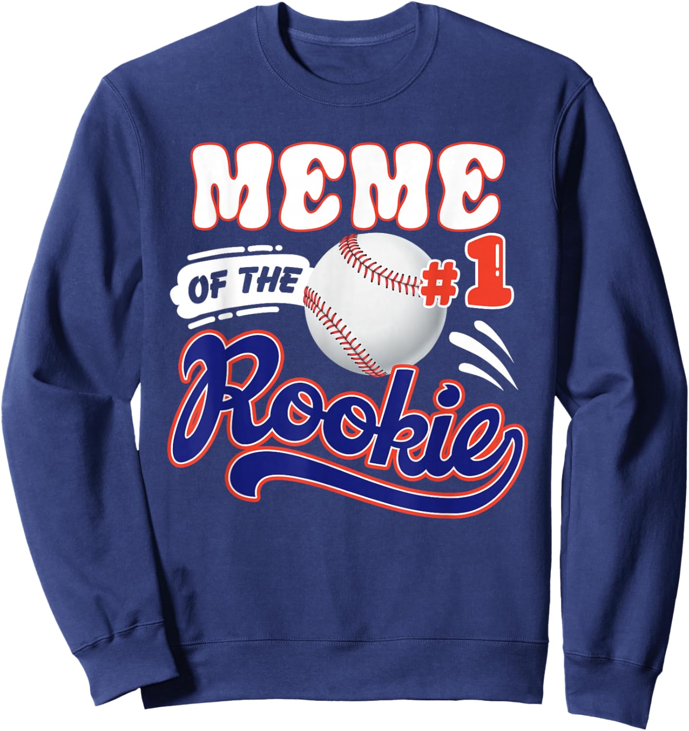 Meme Rookie of Year 1st Birthday Baseball Theme Matching Sweatshirt - Sweatshirt | Navy