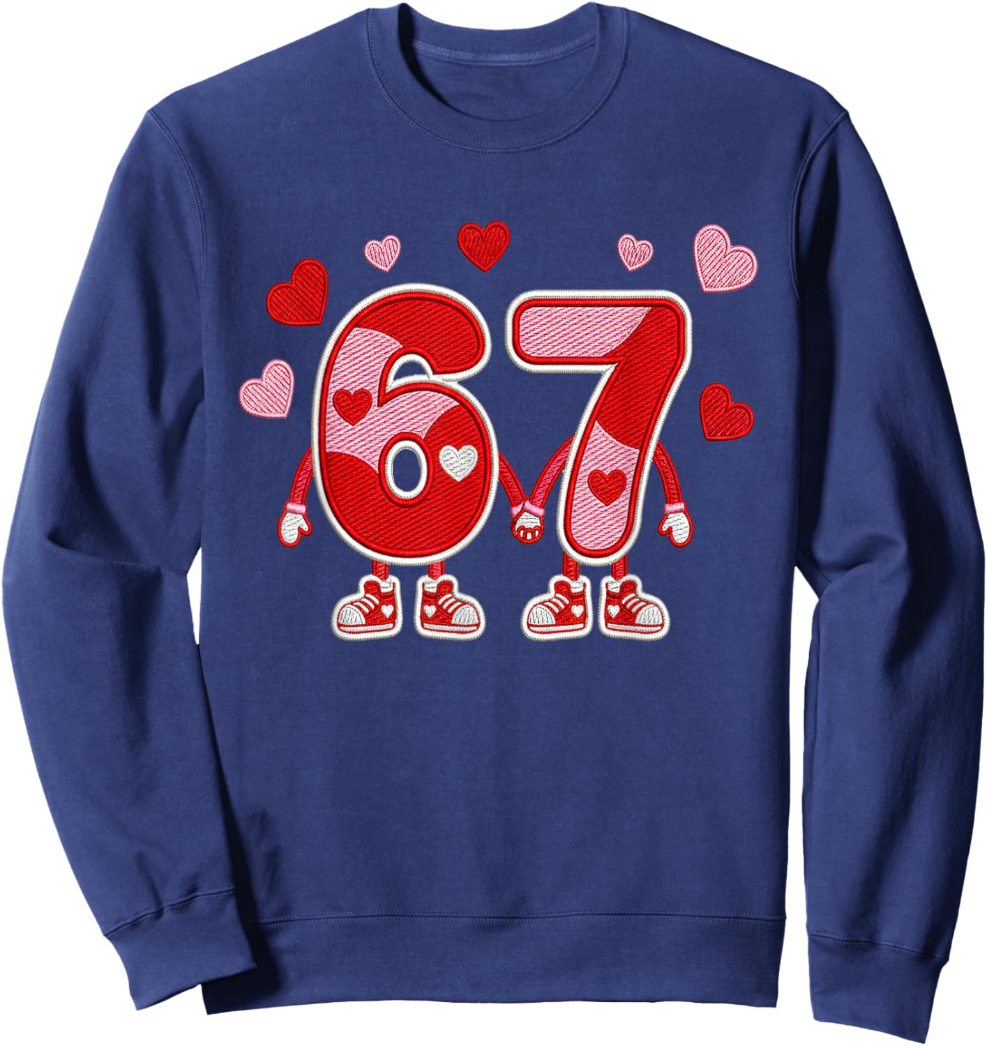 Valentine’s Day 67 Meme Six Seven 6 7 Valentine Heart Couple Sweatshirt - Sweatshirt | Navy