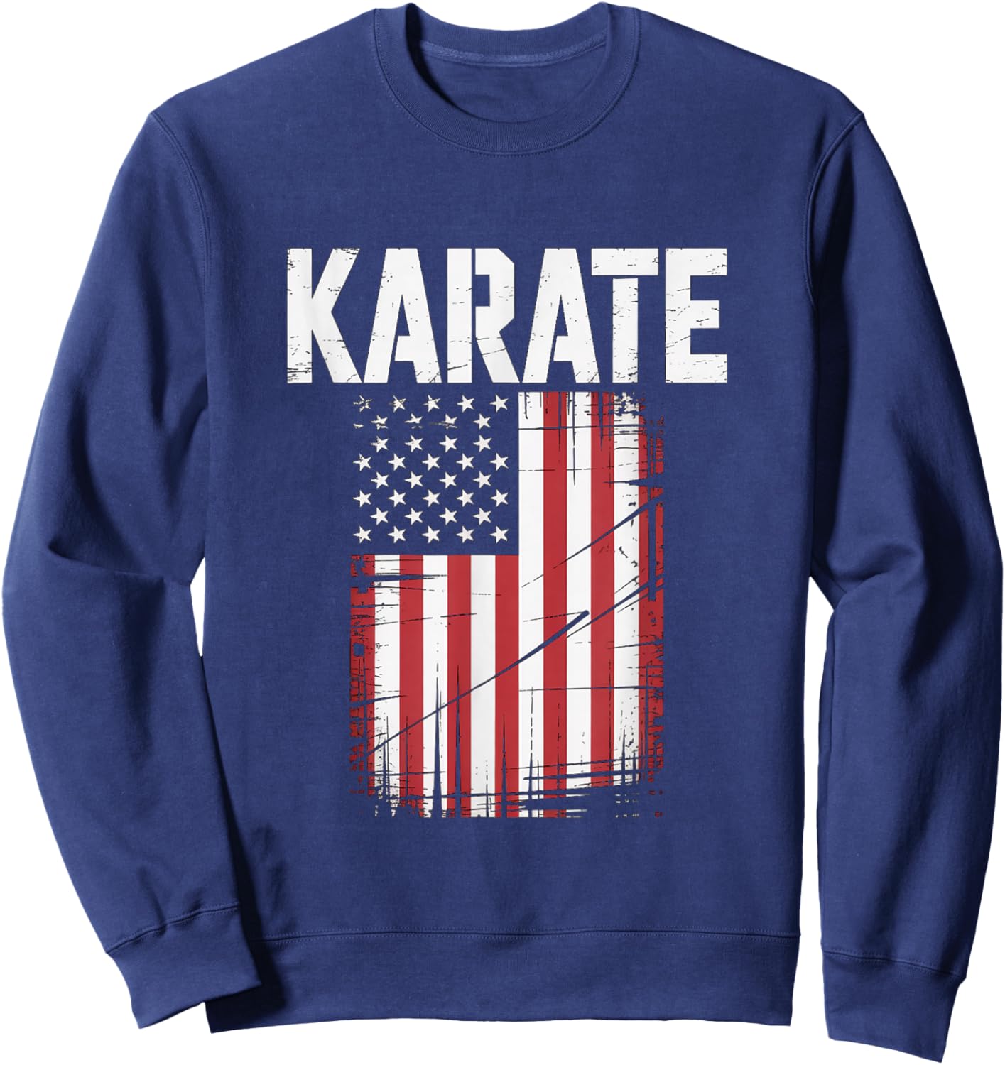 Karate Martial Arts USA Flag Training Sweatshirt - Sweatshirt | Navy