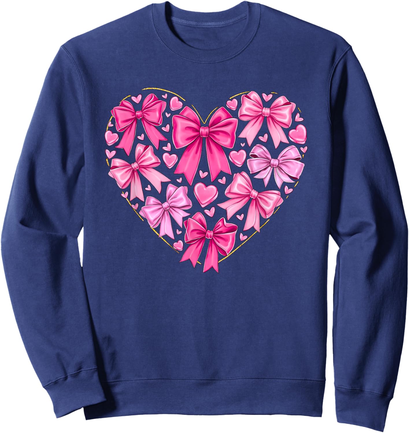 Coquette Bow Valentines Heart Bowknot Ribbon Women Girl Kid Sweatshirt - Sweatshirt | Navy