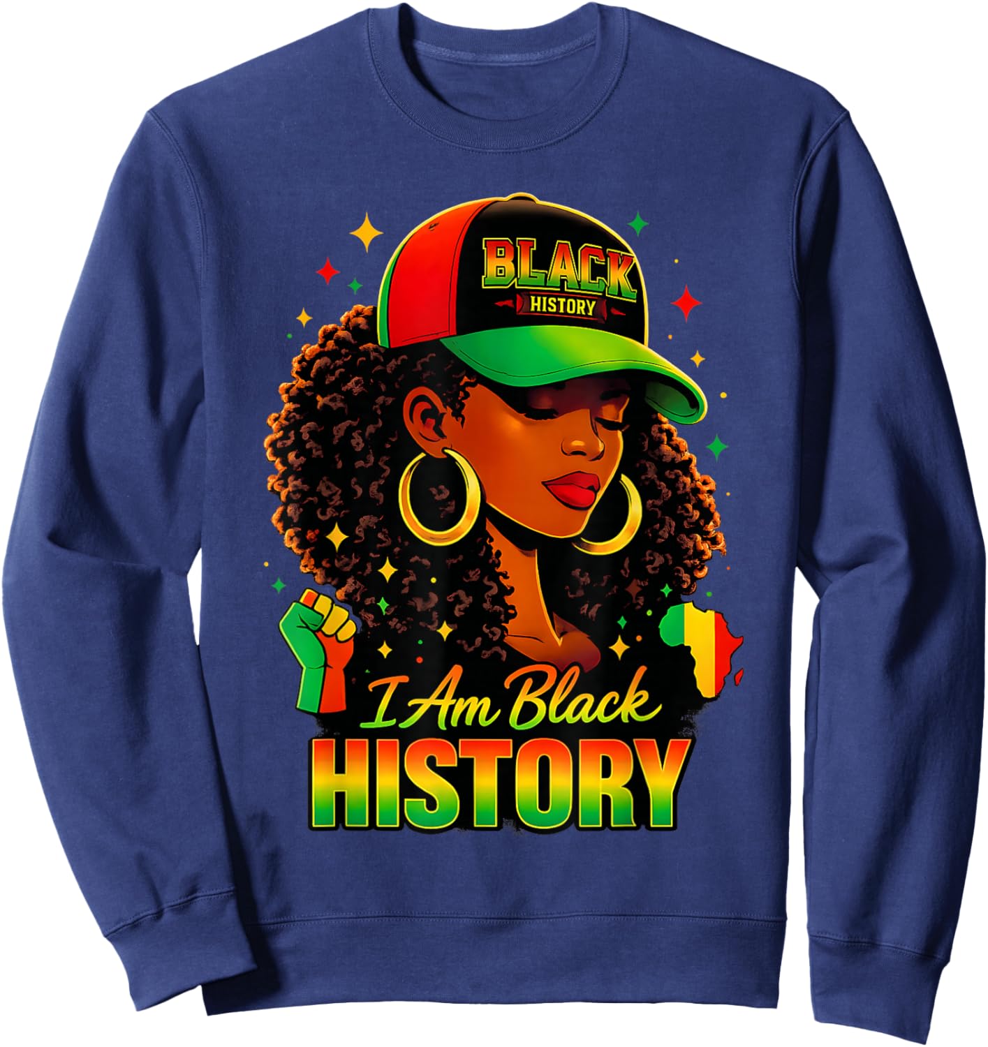 I Am Black History Women Girl Black History Month Juneteenth Sweatshirt - Sweatshirt | Navy