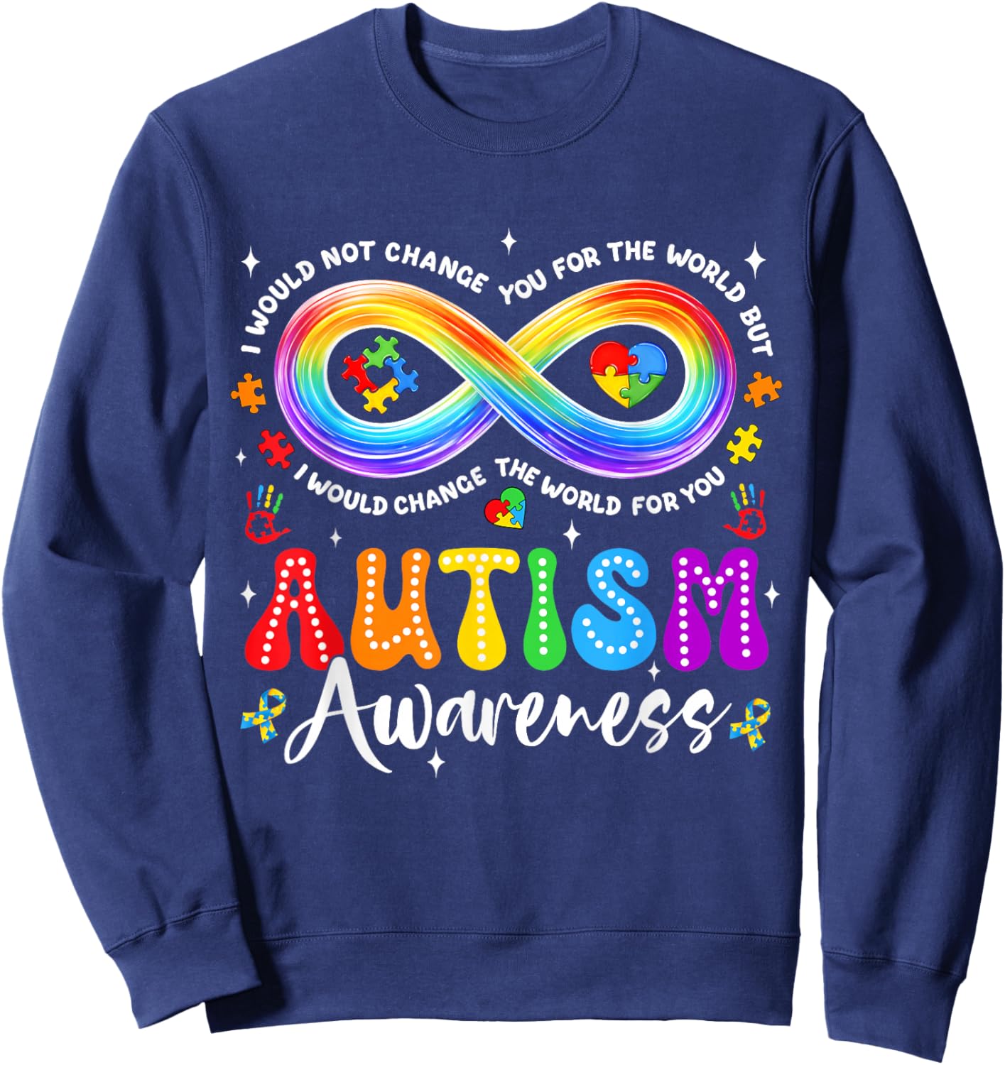 Autism Awareness Acceptance Rainbow Infinity Symbol Women Sweatshirt - Sweatshirt | Navy