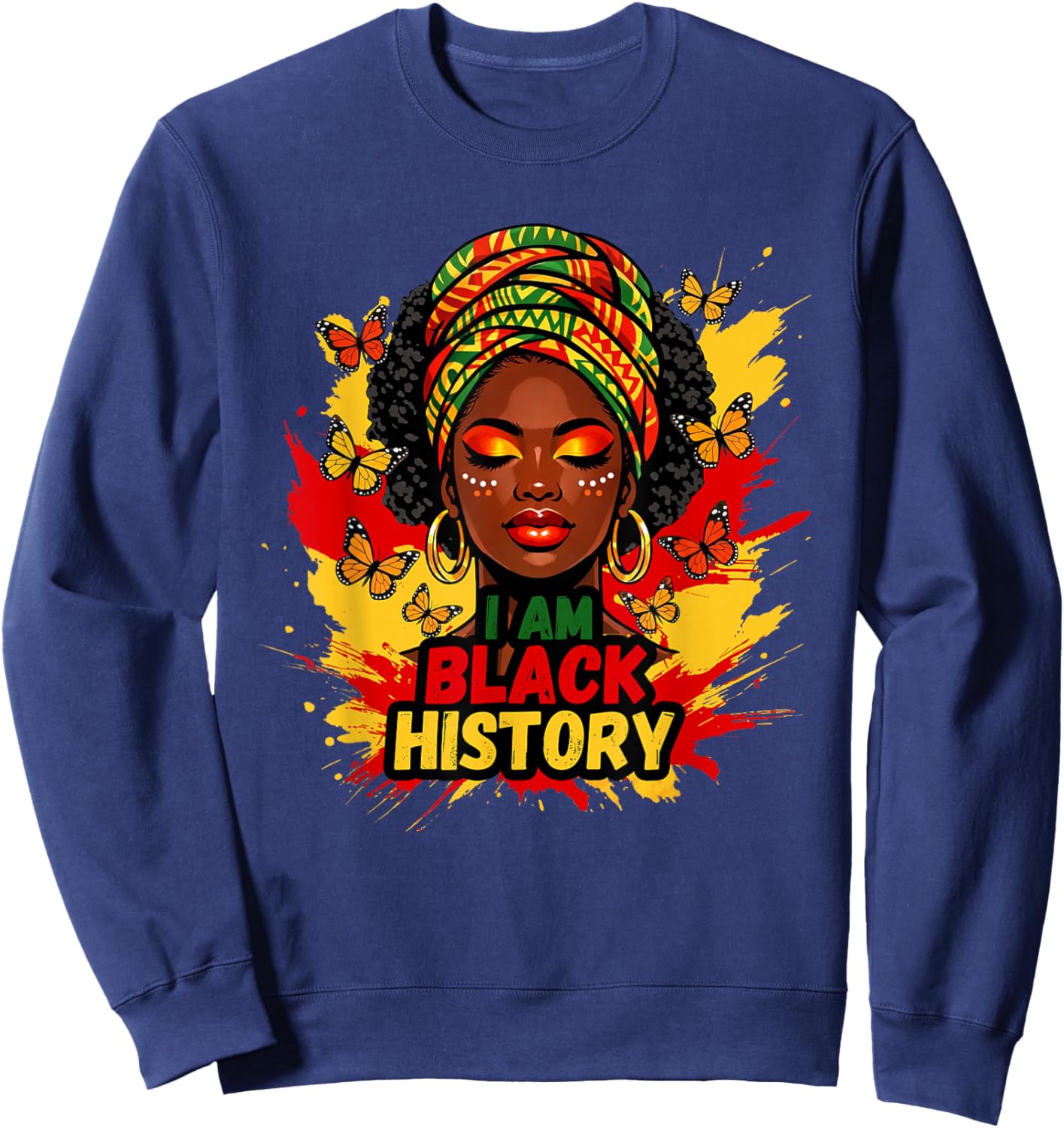 I-Am Black History Month Melanin African American Afro Women Sweatshirt - Sweatshirt | Navy