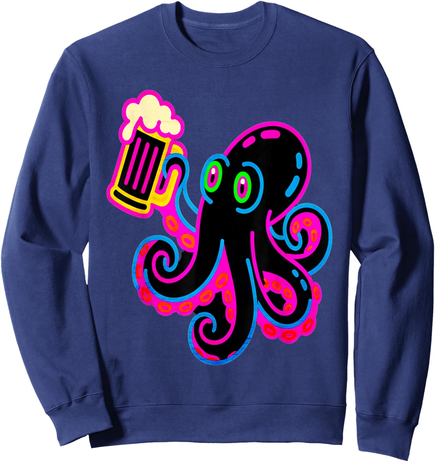 Funny Beer Art Octopus Sweatshirt - Sweatshirt | Navy