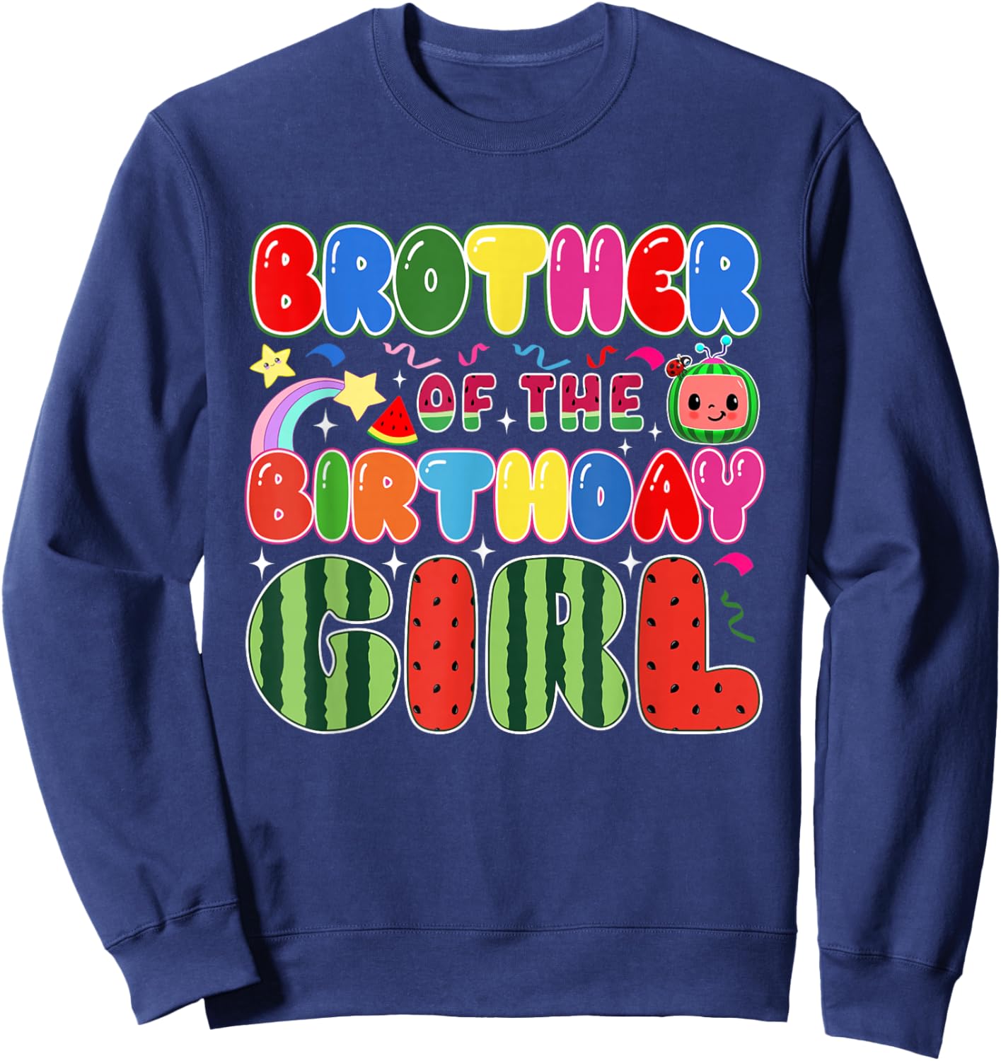 Brother of The Birthday Girl Melon Family Matching Funny Sweatshirt - Sweatshirt | Navy