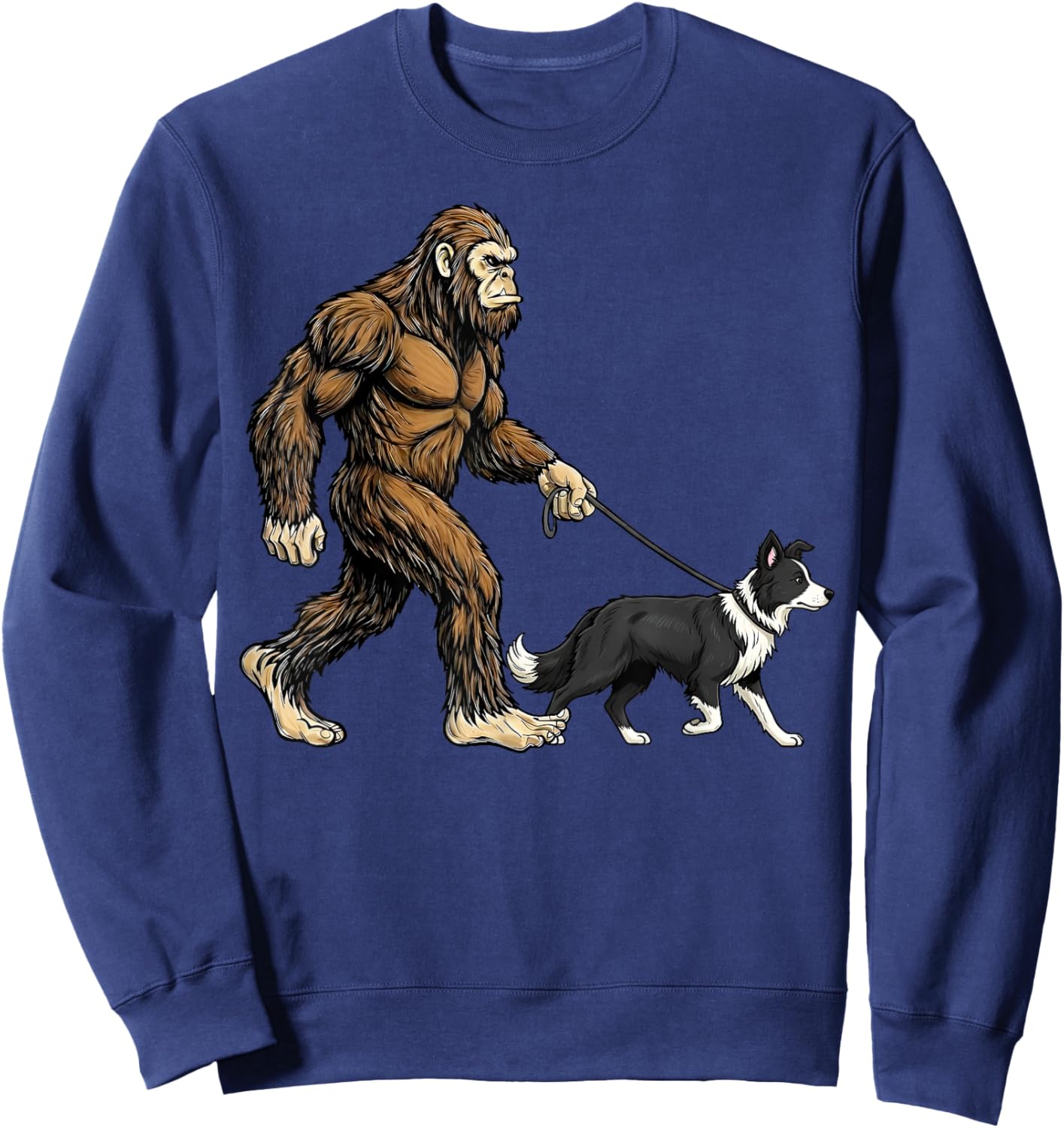 Bigfoot Walking Border Collie Dog Funny Sasquatch Pet Lover Sweatshirt - Sweatshirt | Navy
