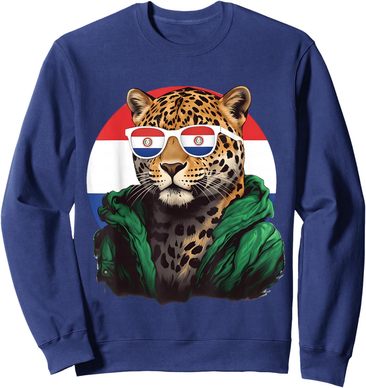Paraguay Flag Leopard Paraguayan Roots Sweatshirt - Sweatshirt | Navy