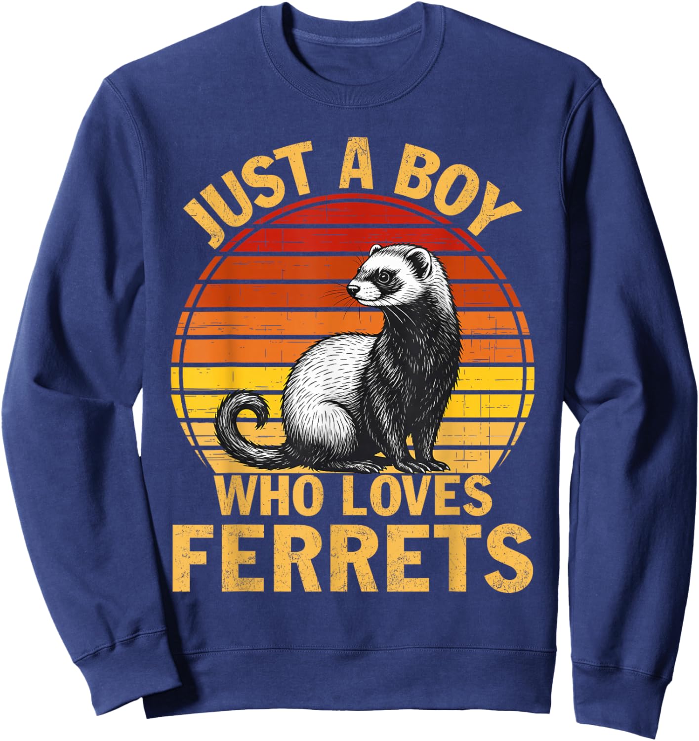 Retro Just A Boy Who Loves Ferrets Ferret Lover Sweatshirt - Sweatshirt | Navy