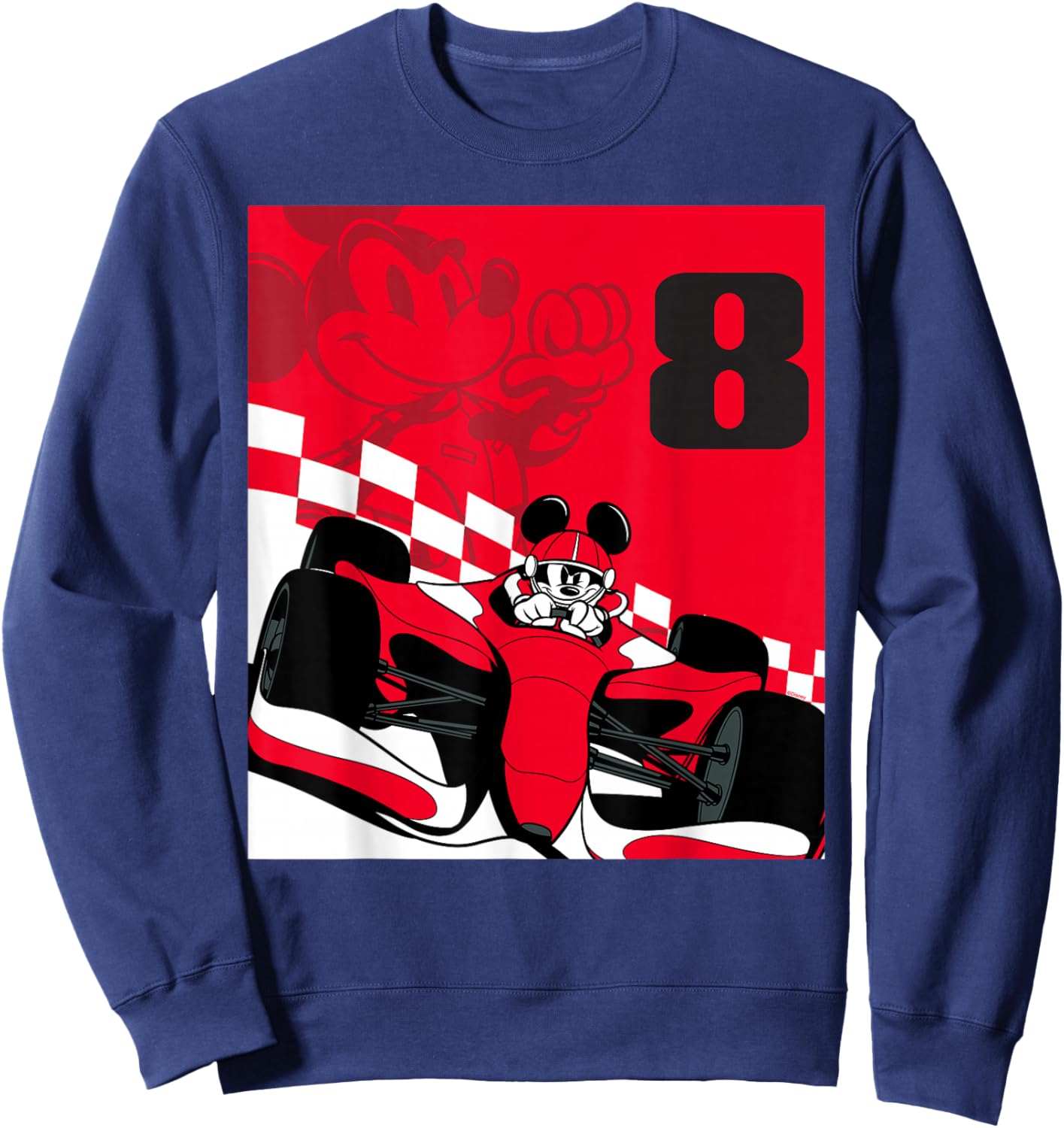 Disney Racing 8th Birthday 8 Years Old Mickey Mouse Race Car Sweatshirt - Sweatshirt | Navy