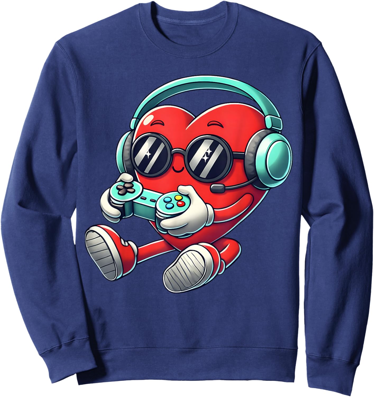 Heart Gamer Video Gaming Boys Men Kids Valentines Sweatshirt - Sweatshirt | Navy