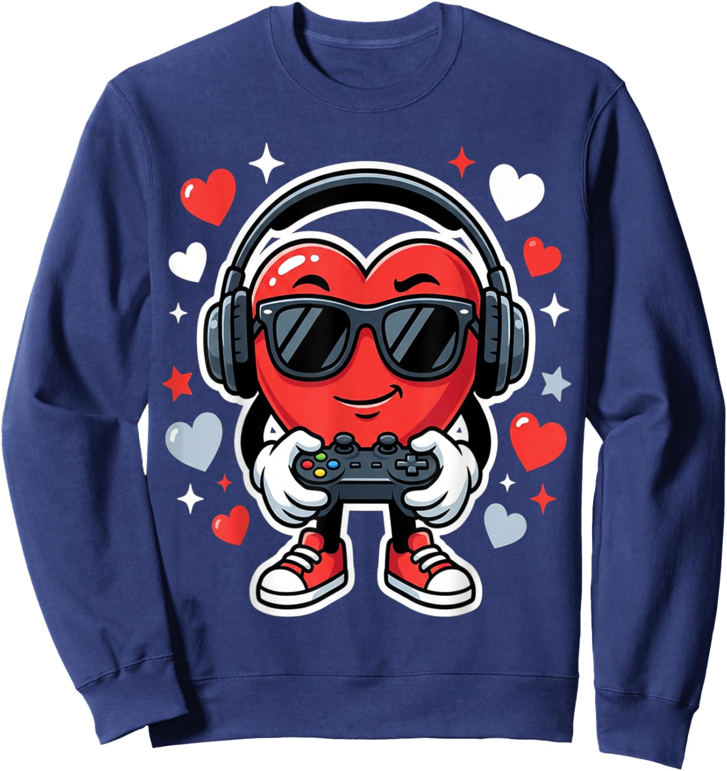 Video Game Kids Valentine Gamer Boys Hearts Toddler Sweatshirt - Sweatshirt | Navy