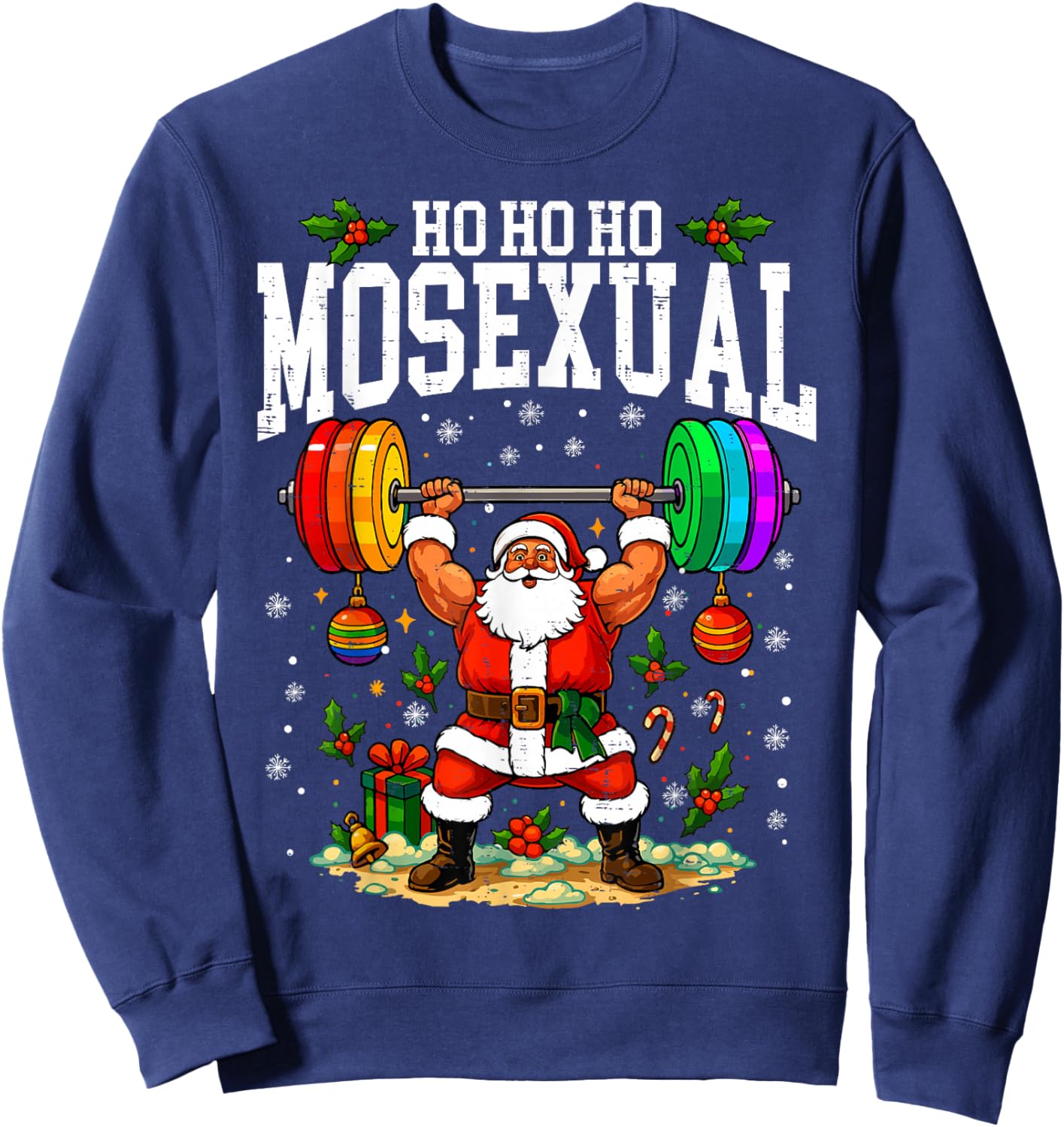 Christmas Ho Ho Ho Mosexual Gay Santa LGBT Pun Pride Sweatshirt - Sweatshirt | Navy