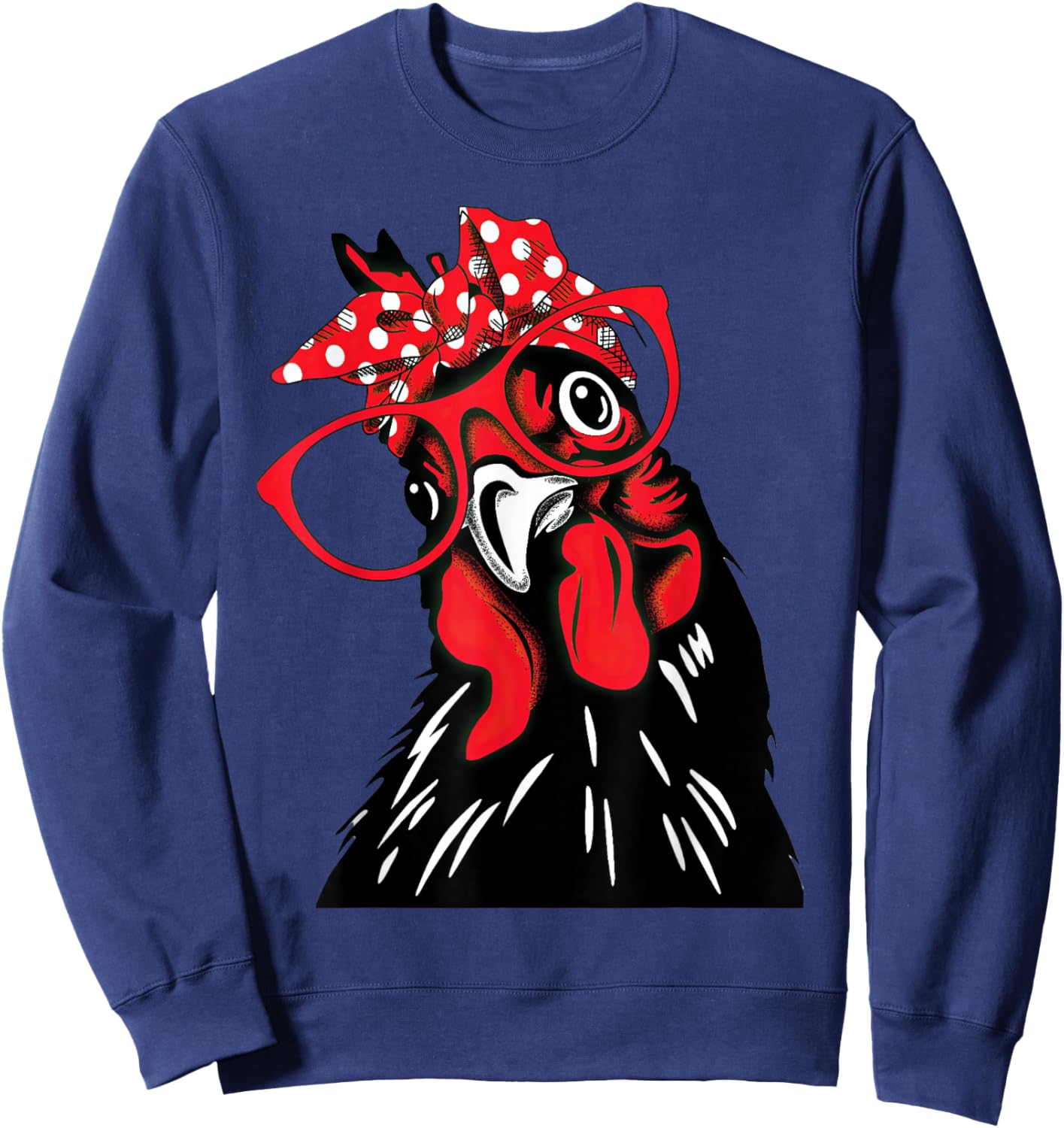 Funny Retro Chicken with Glasses Bandana Country Humor Sweatshirt - Sweatshirt | Navy
