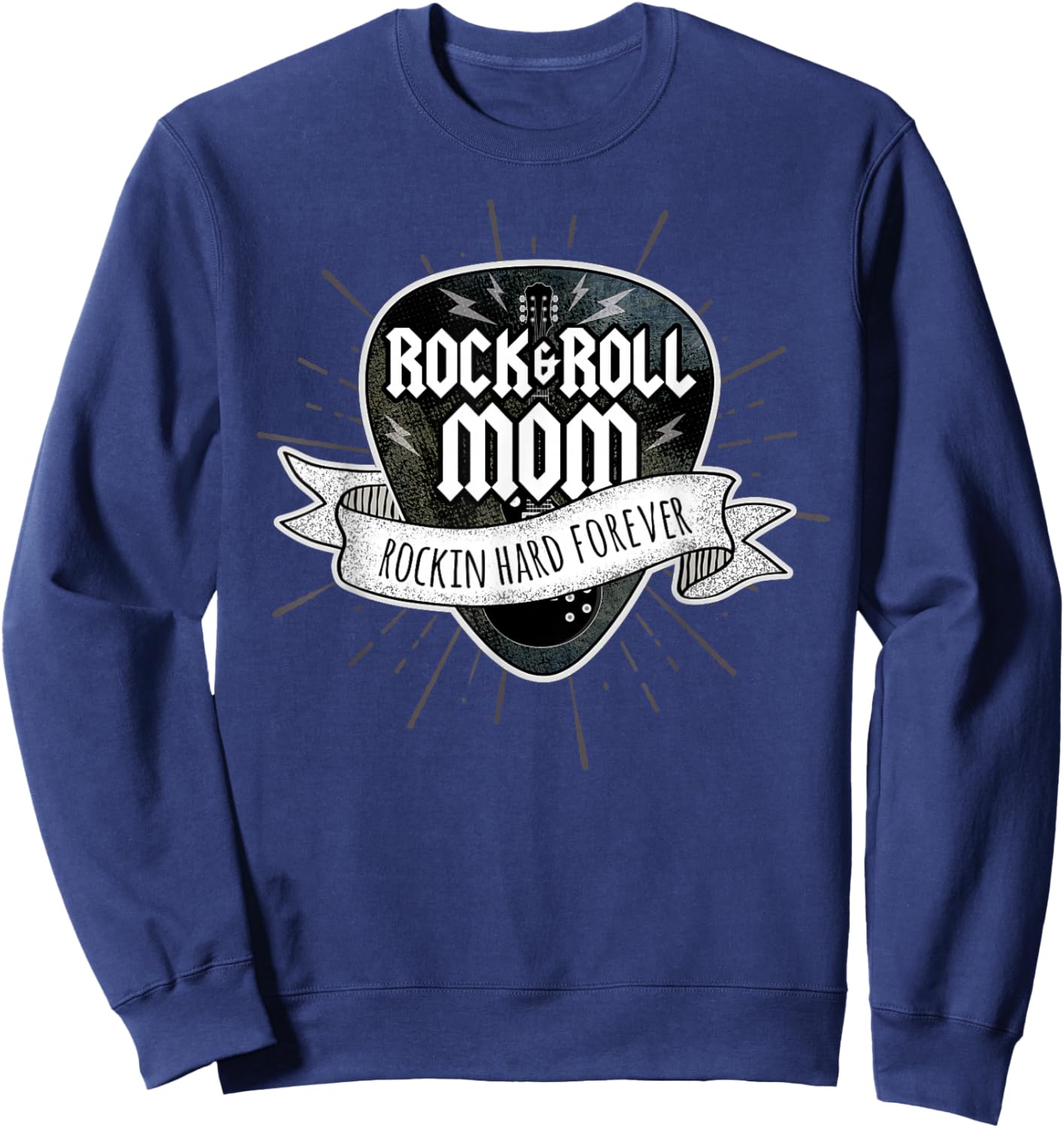 Rock and Roll Mom Sunburst Guitar Pick Logo Sweatshirt - Sweatshirt | Navy