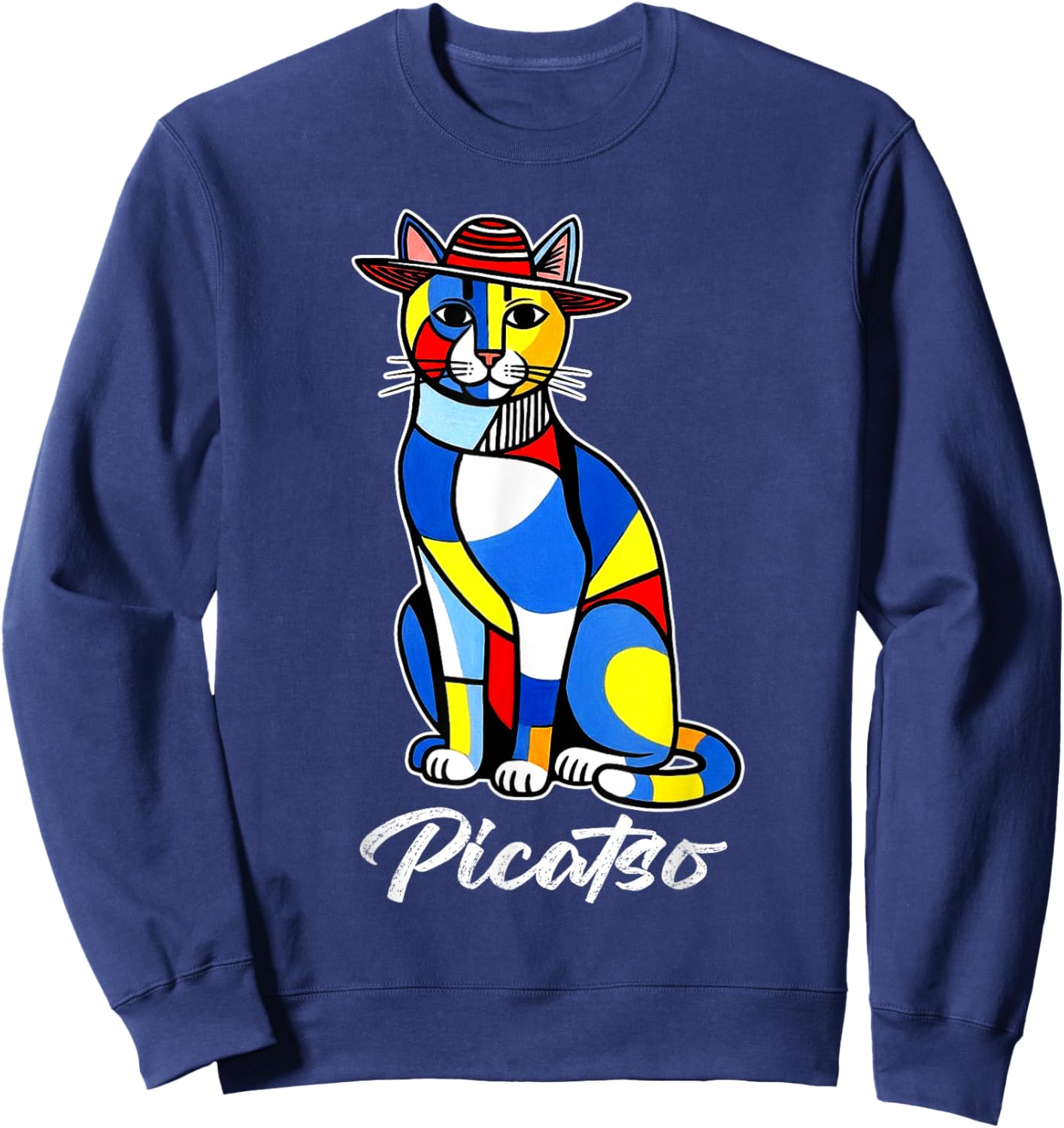 Funny Cat Design Picatso Sweatshirt - Sweatshirt | Navy