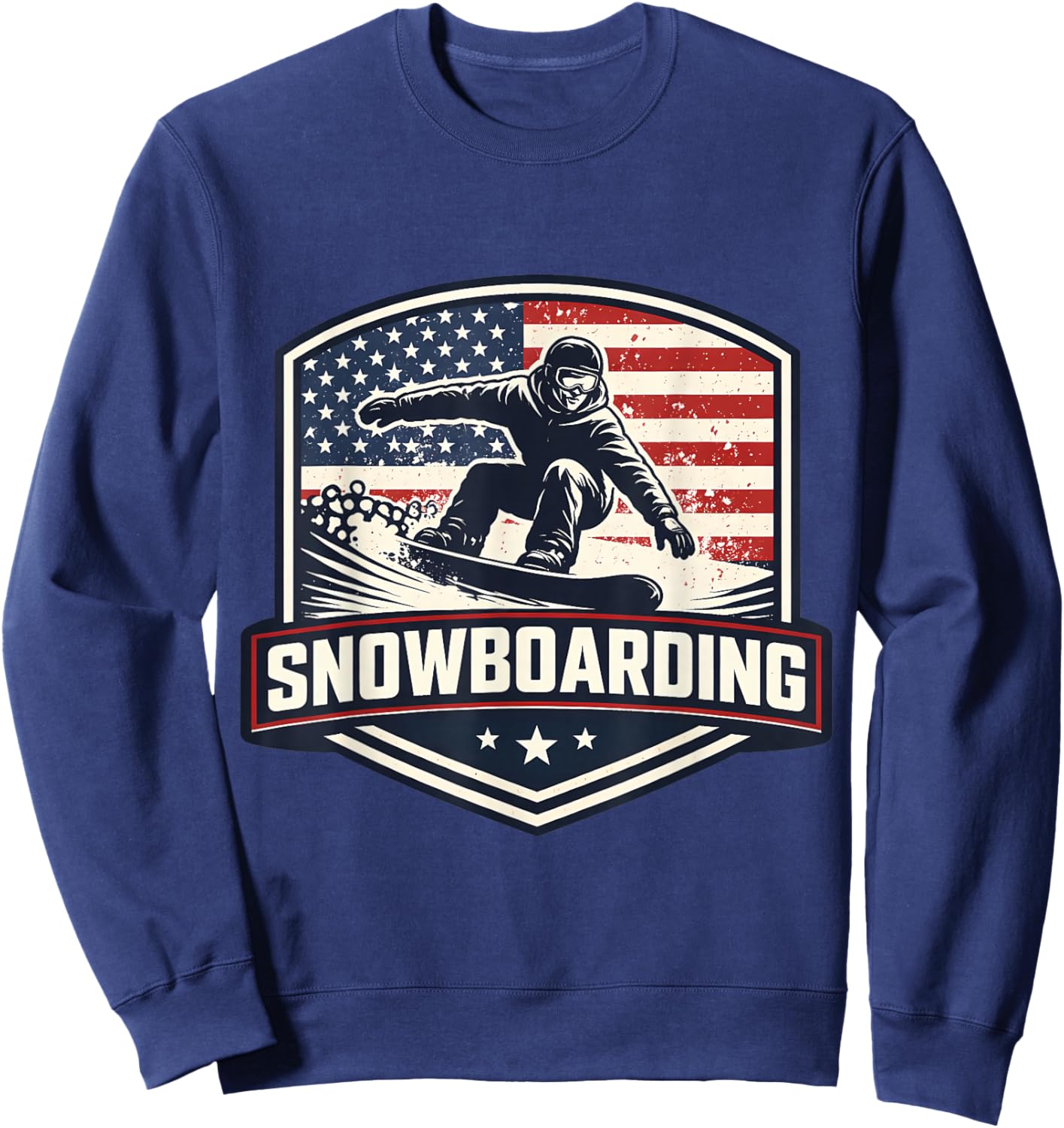 American Snowboarding Vintage USA Flag Snowboard Snowboarder Sweatshirt - Sweatshirt | Navy