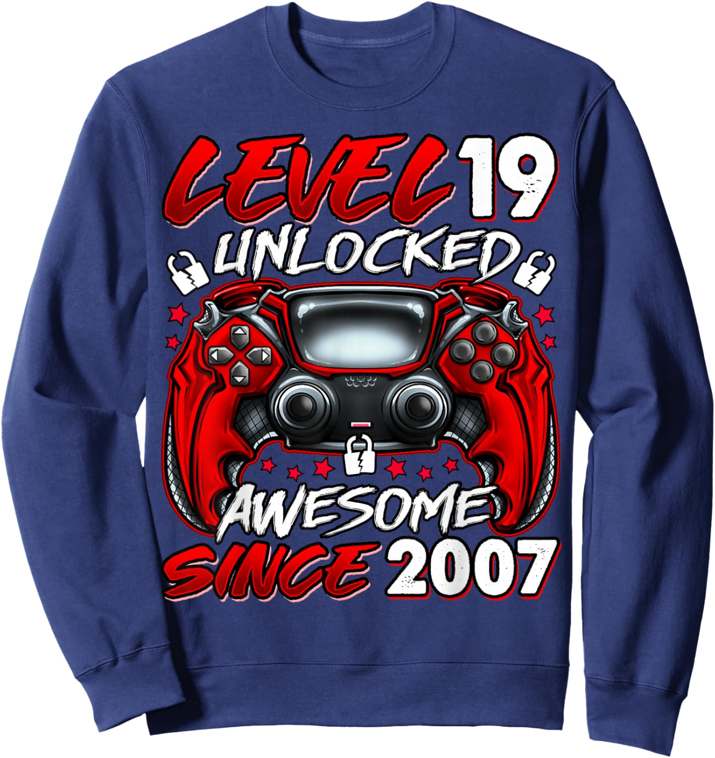 Level 19 Unlocked 19 Year Old Gifts Boys 19th Birthday Boy Sweatshirt - Sweatshirt | Navy