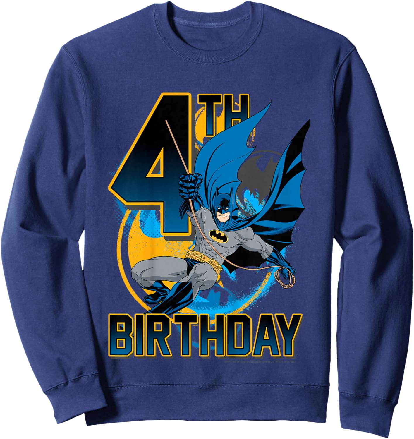 Kids DC Comics Batman 4th Birthday Bat Swing Action Poster Sweatshirt - Sweatshirt | Navy