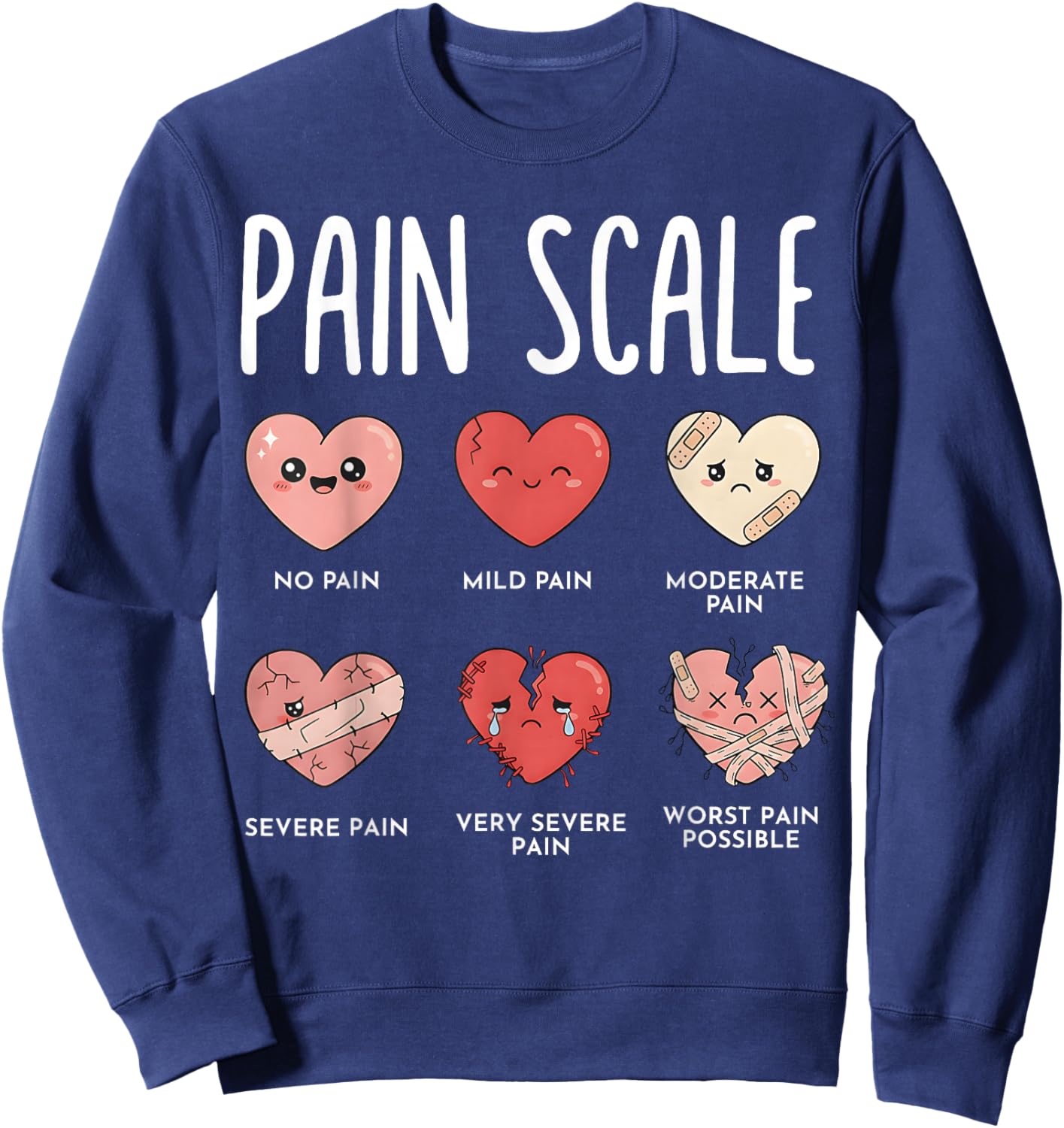 Valentines Day Nurse RN Valentine Nurse Pain Scale RN Nurse Sweatshirt - Sweatshirt | Navy