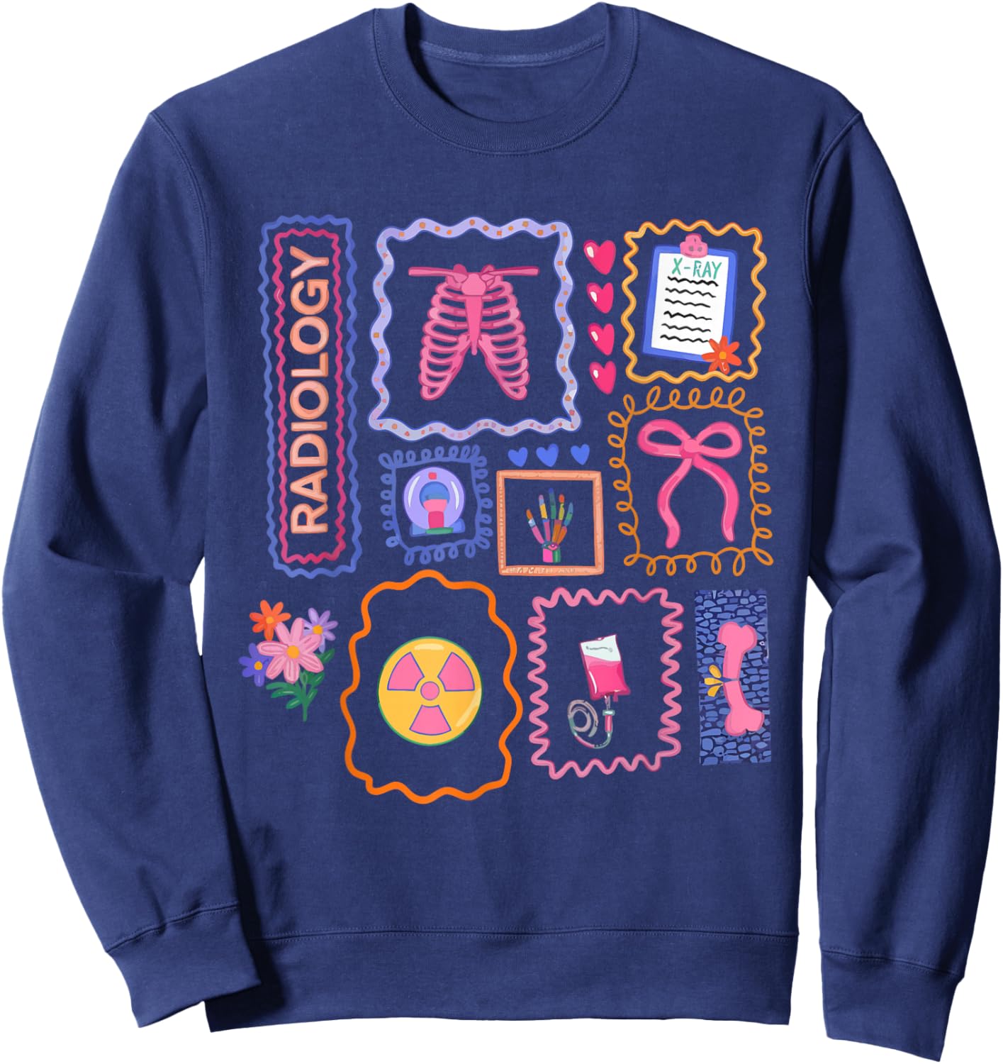Colorful Radiology Xray Tech Rad Tech Healthcare Style Sweatshirt - Sweatshirt | Navy