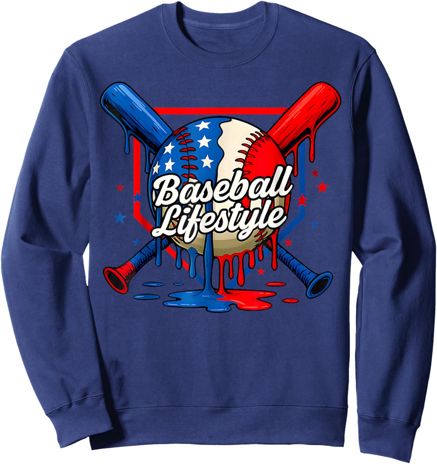 Baseball Life Style 101 Apparel Youth Drip Baseball Boys Kid Sweatshirt - Sweatshirt | Navy
