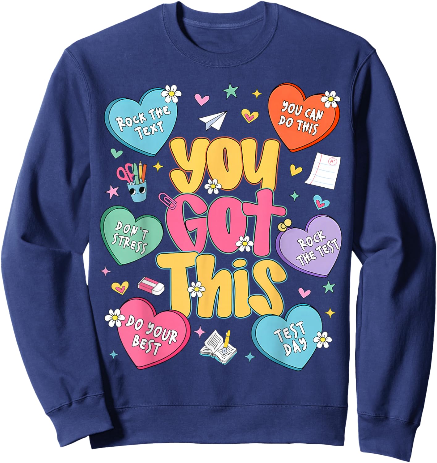 Testing Day You Got This Dont Stress Rock The Test Kids Sweatshirt - Sweatshirt | Navy