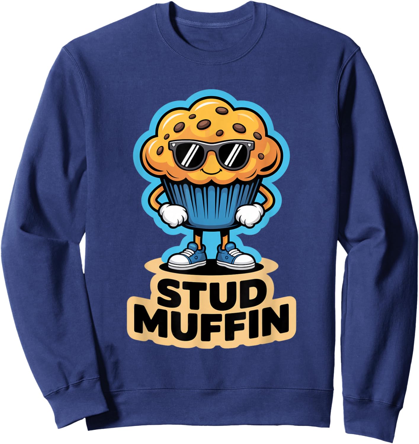 Stud Muffin Funny Kawaii Muffin Sweatshirt - Sweatshirt | Navy