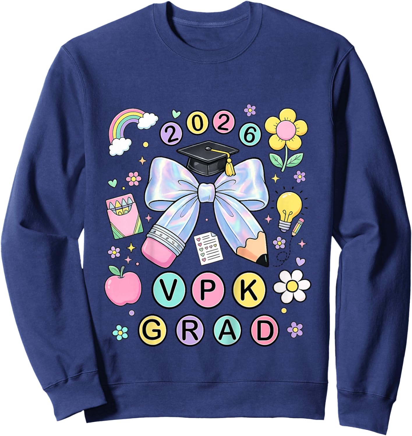 VPK Graduation 2026 Pencil Bow VPK Grad Sweatshirt - Sweatshirt | Navy