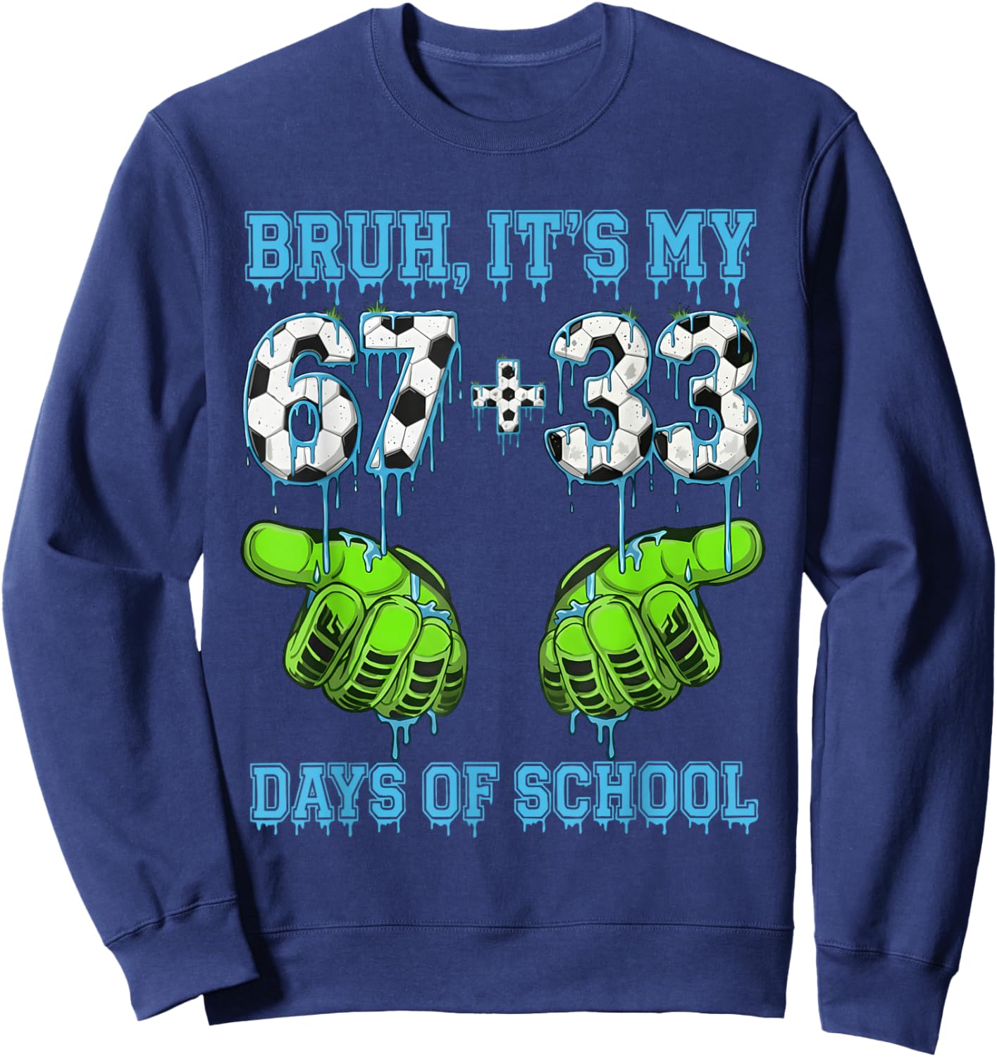 Bruh It's My 67 33 Days of School Boys 100th Day of School Sweatshirt - Sweatshirt | Navy