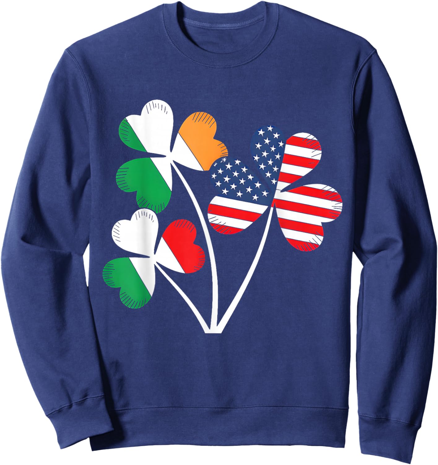 Irish Italian American Flag Ireland Italy St Patrick's Day Sweatshirt - Sweatshirt | Navy