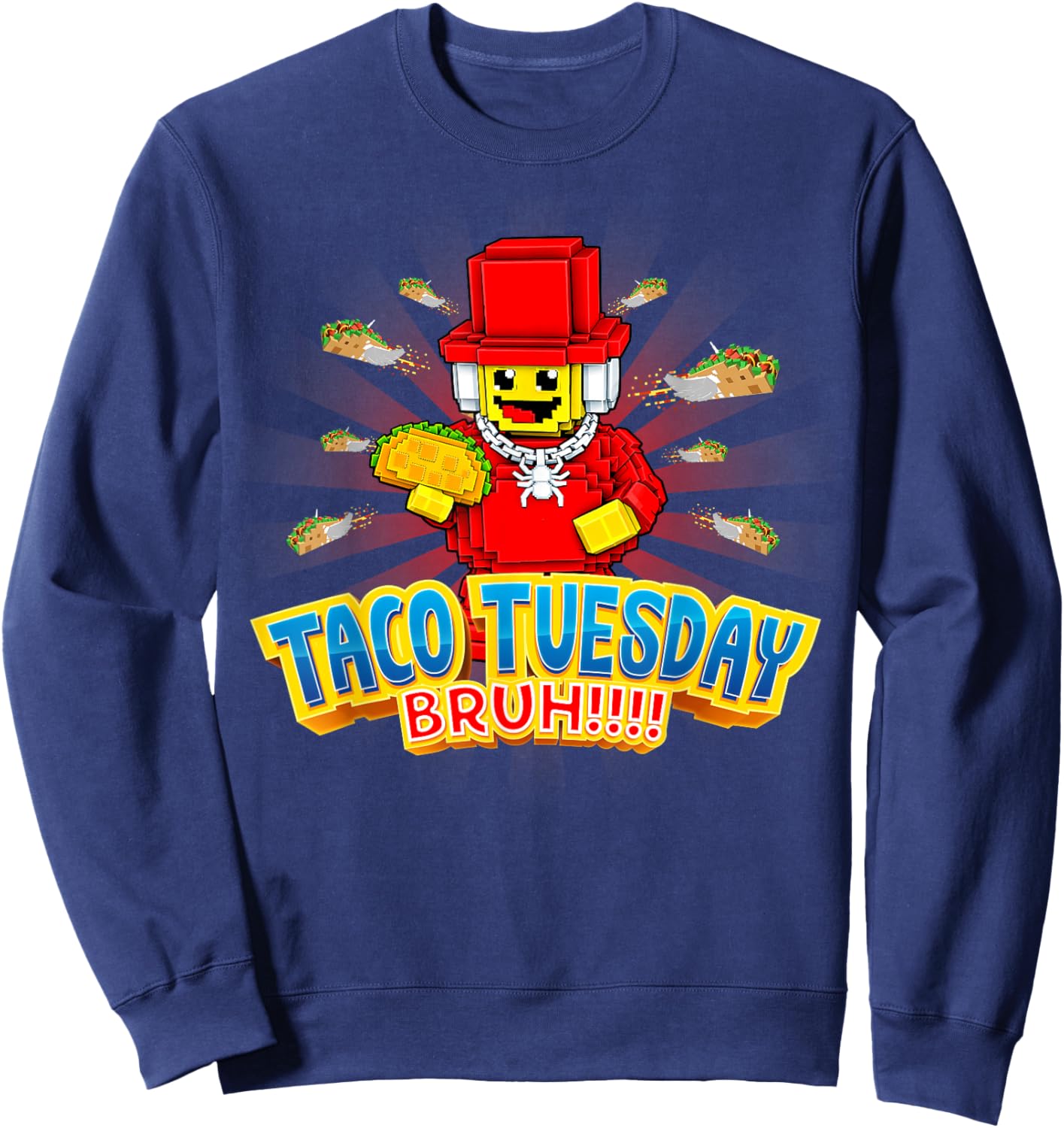 Taco Tuesday Bruh Funny Sammyni Fattini Brainrots Sweatshirt - Sweatshirt | Navy