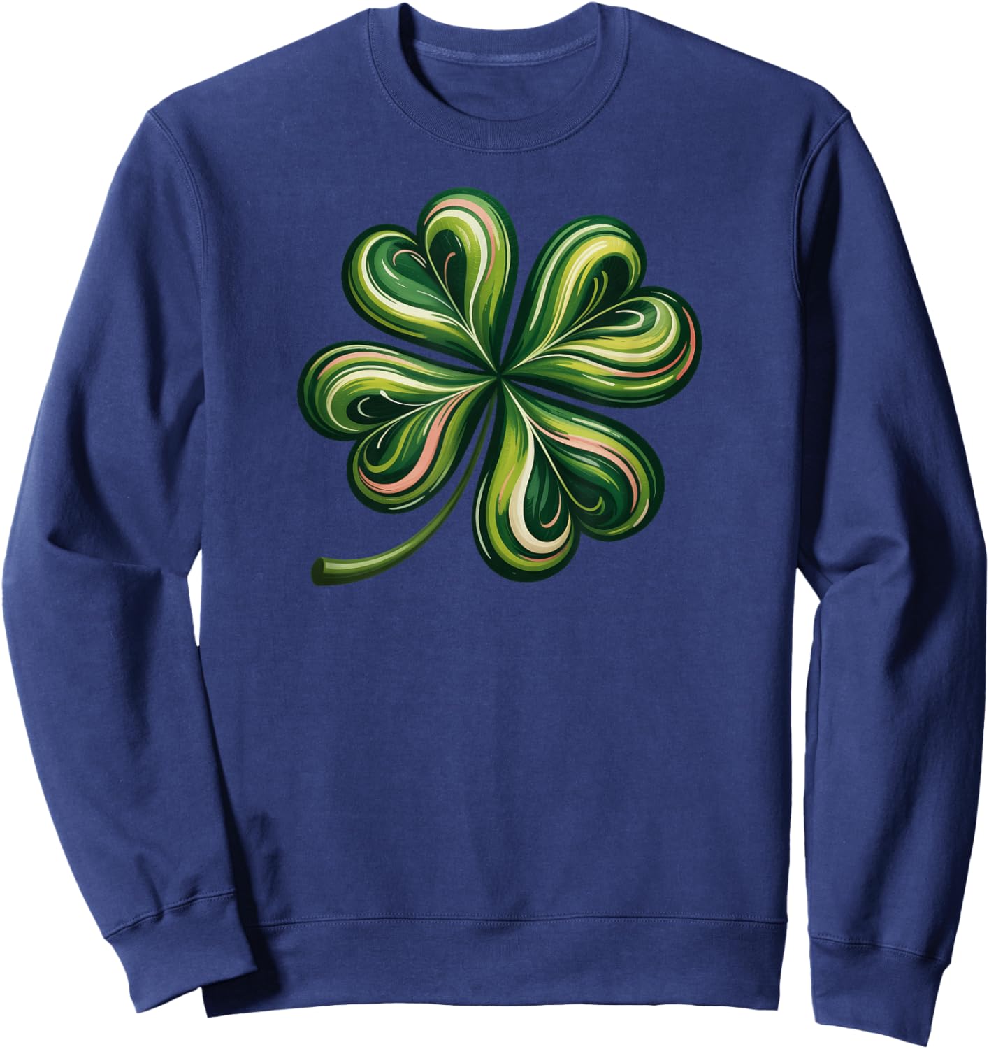 Lucky Shamrock Four Leaf Clover St. Patricks Day Sweatshirt - Sweatshirt | Navy