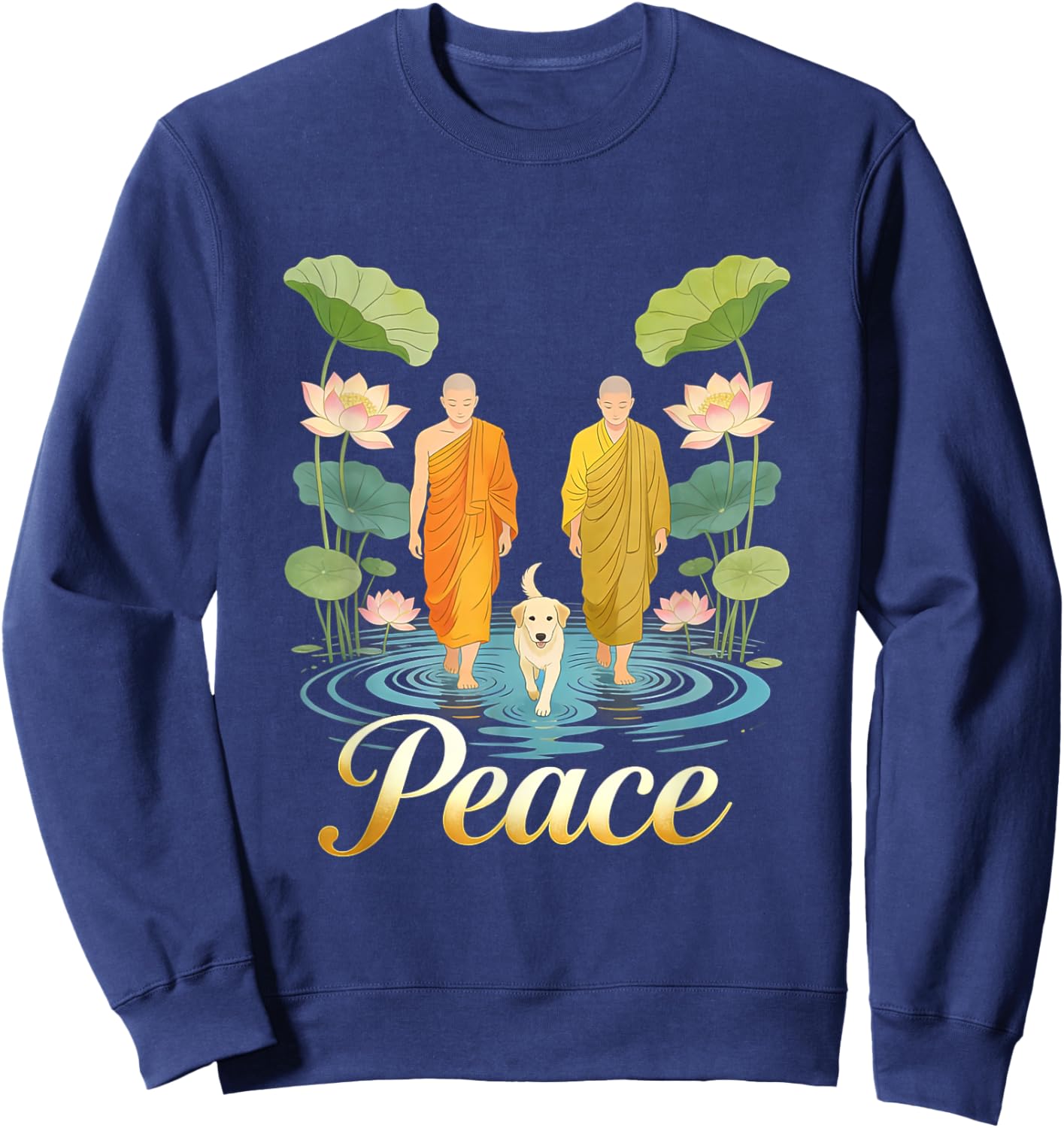 Peace Walking Monks Zen Art Walk for Aloka Sweatshirt - Sweatshirt | Navy