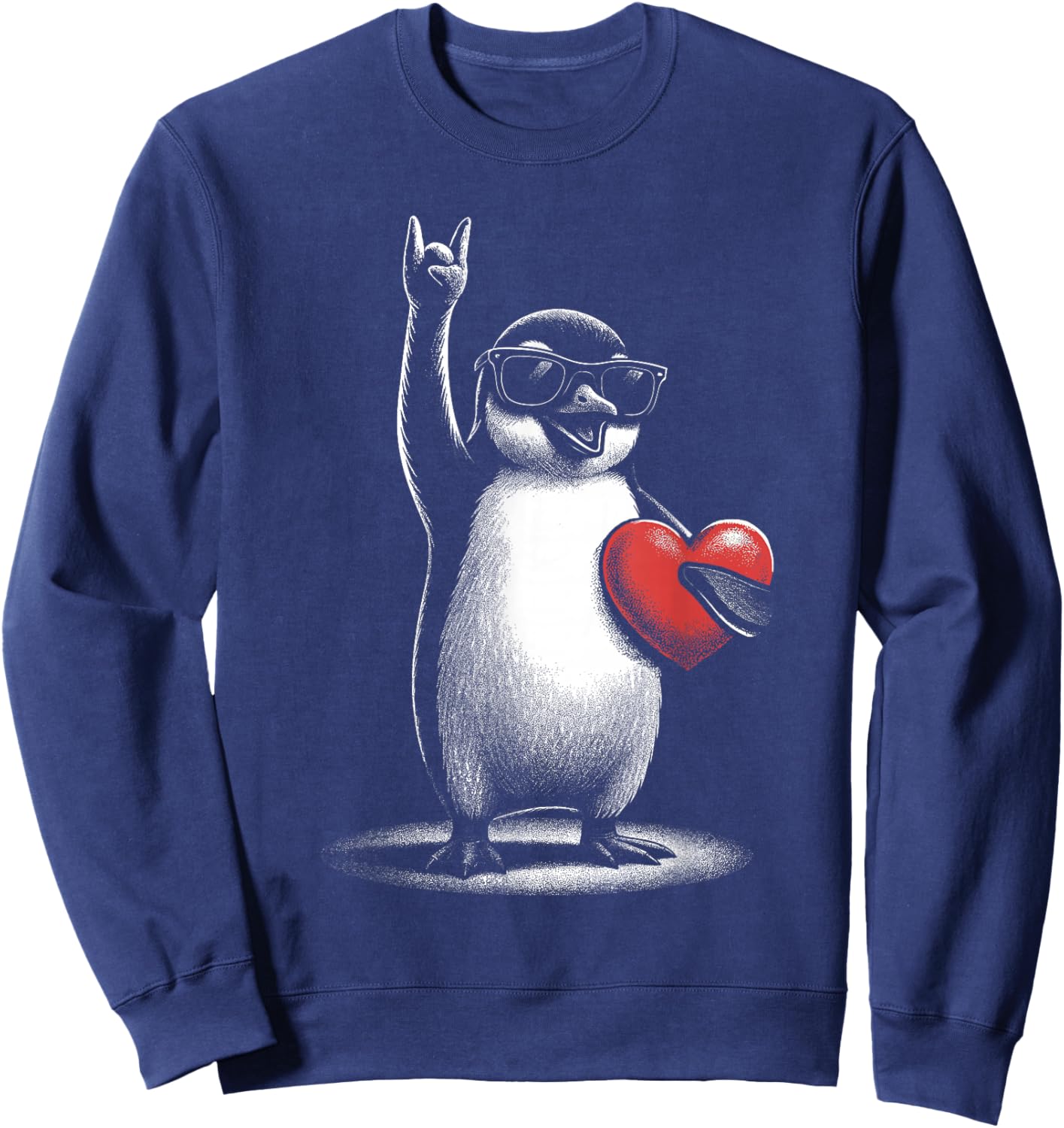 Penguin Love Rock Men Women Kids Funny St. Valentine's Sweatshirt - Sweatshirt | Navy