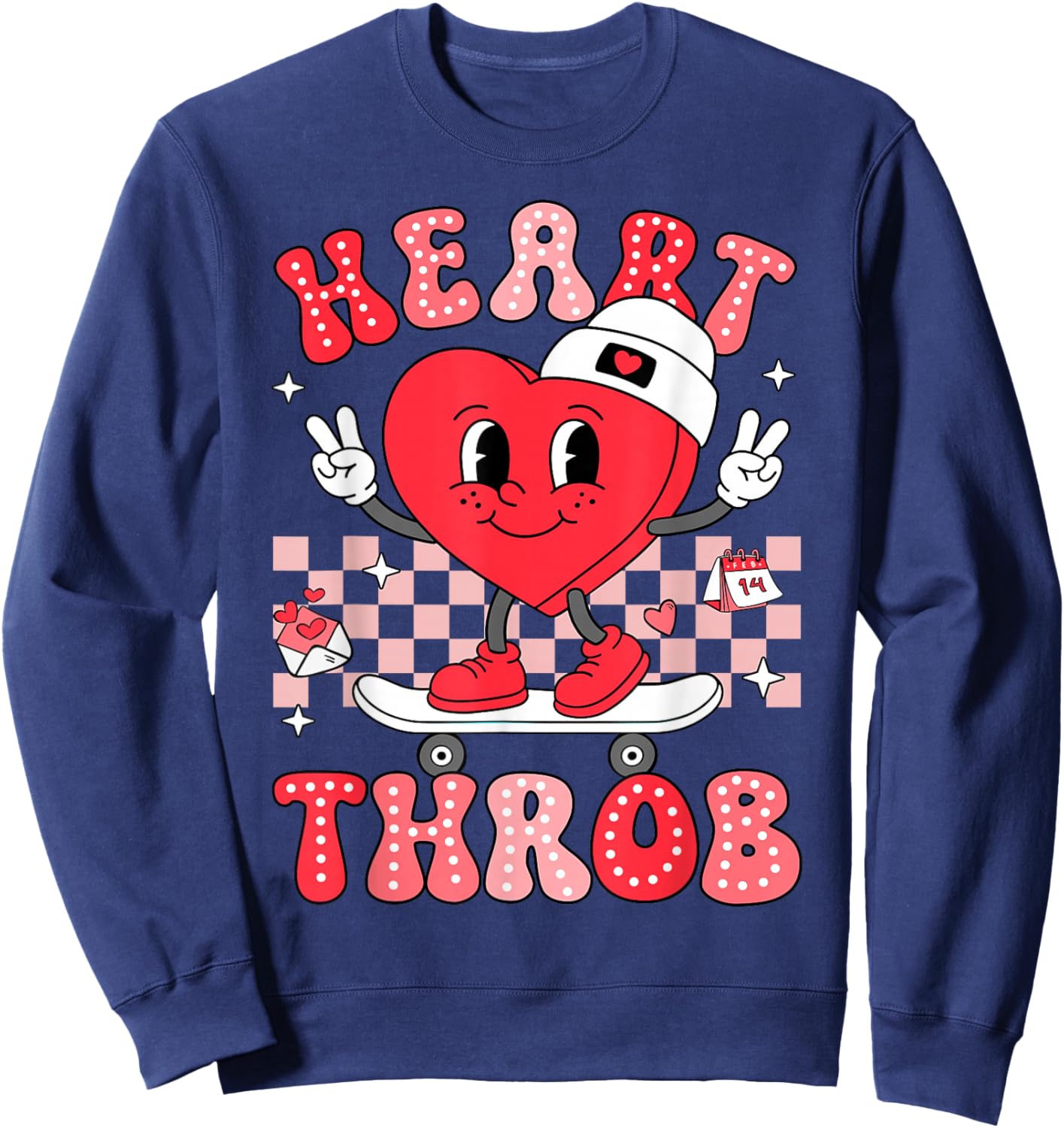 Heart Throb Groovy Valentine Toddler Men Boys Cute Heart Sweatshirt - Sweatshirt | Navy