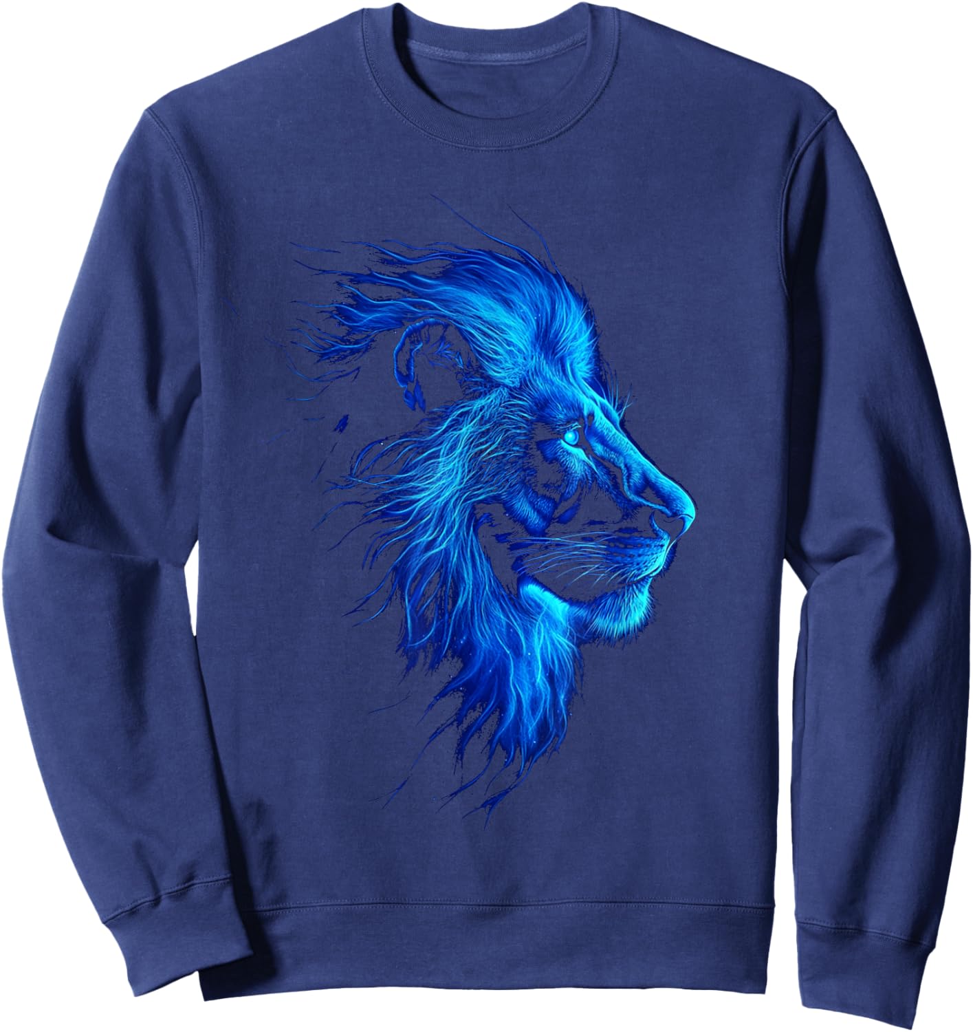 Animal Graphic Majestic Blue Artistic Lion Lover Sweatshirt - Sweatshirt | Navy