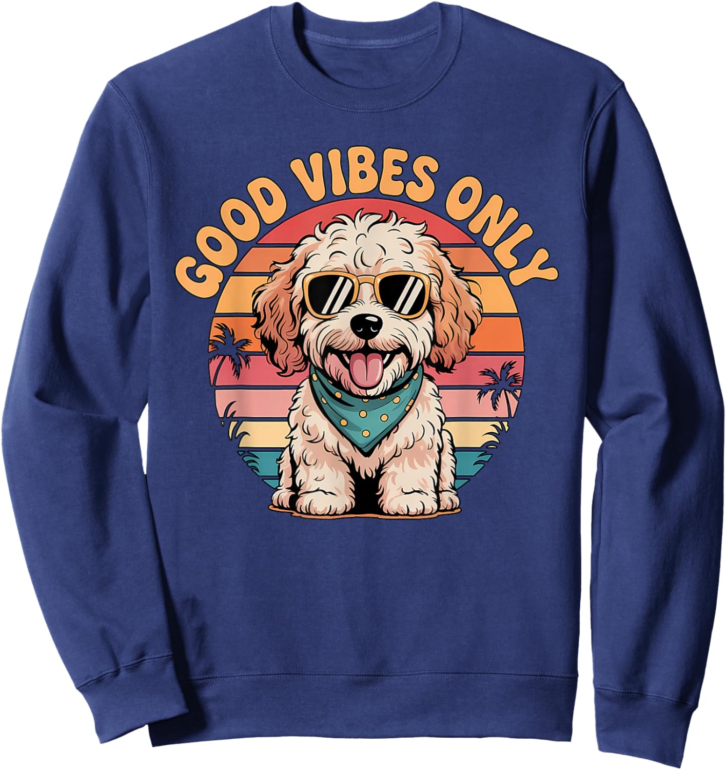 Cockapoo Puppy Retro Sunset Vibes Dog Lover Sweatshirt - Sweatshirt | Navy