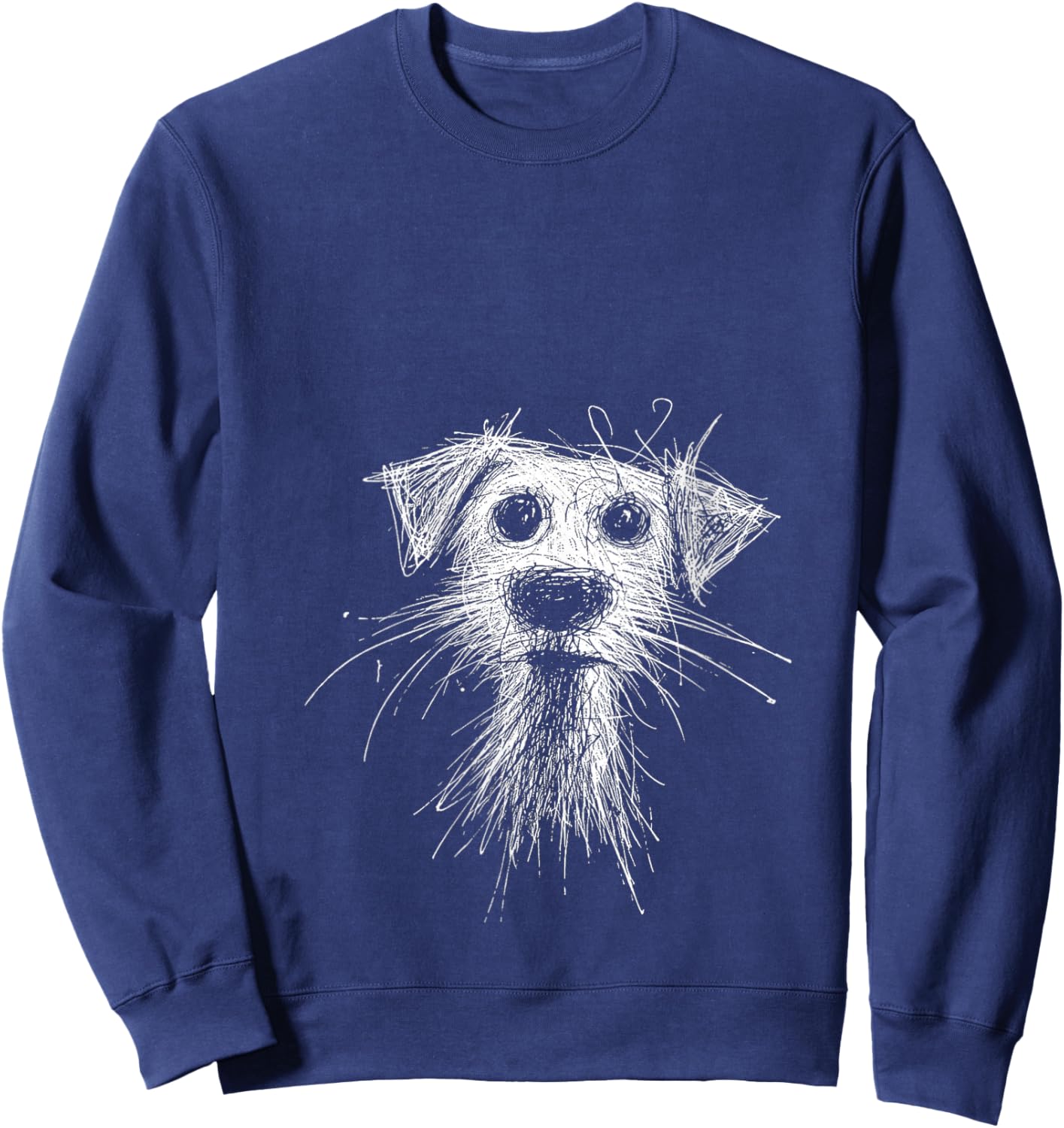 Women's Abstract Scribble Puppy Drawing for Dog Lovers V-Neck Sweatshirt - Sweatshirt | Navy