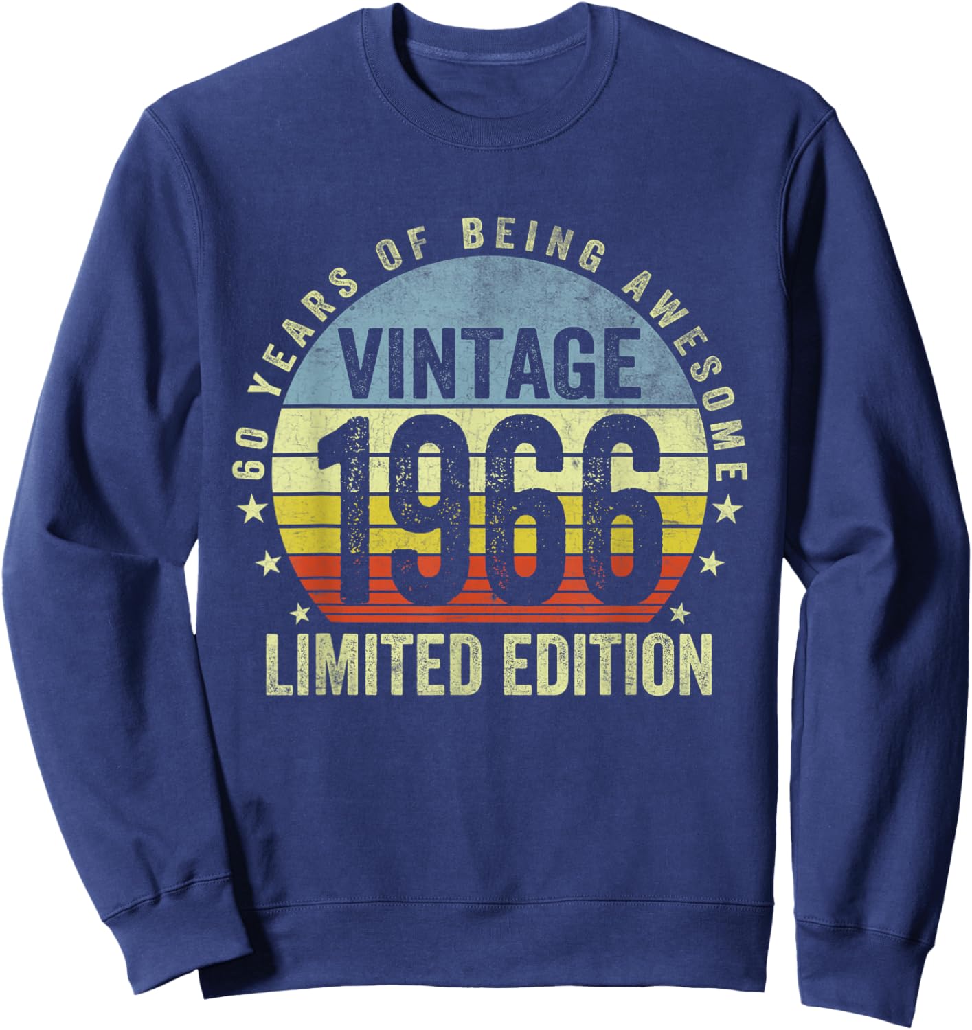Vintage 1966 60th Birthday Gifts 60 Years of Being Awesome Sweatshirt - Sweatshirt | Navy