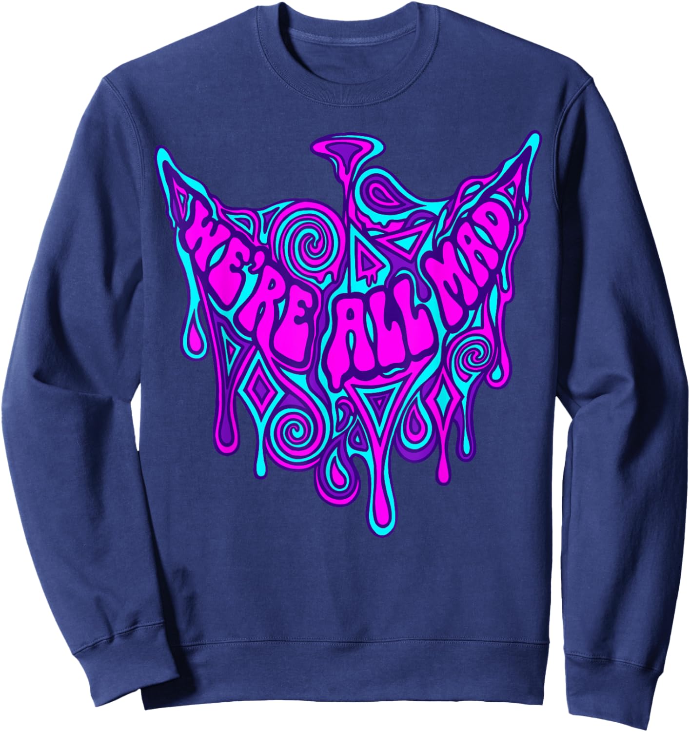 Alice in Wonderland Characters Lewis Carroll Illustration Sweatshirt - Sweatshirt | Navy