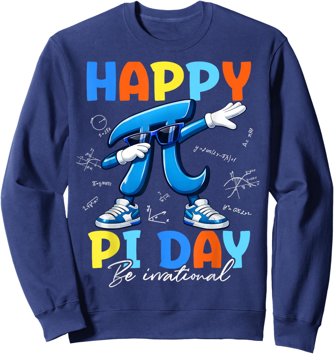 Happy Pi Day Funny Dabbing Pi Symbol Math Teachers Boys Kids Sweatshirt - Sweatshirt | Navy