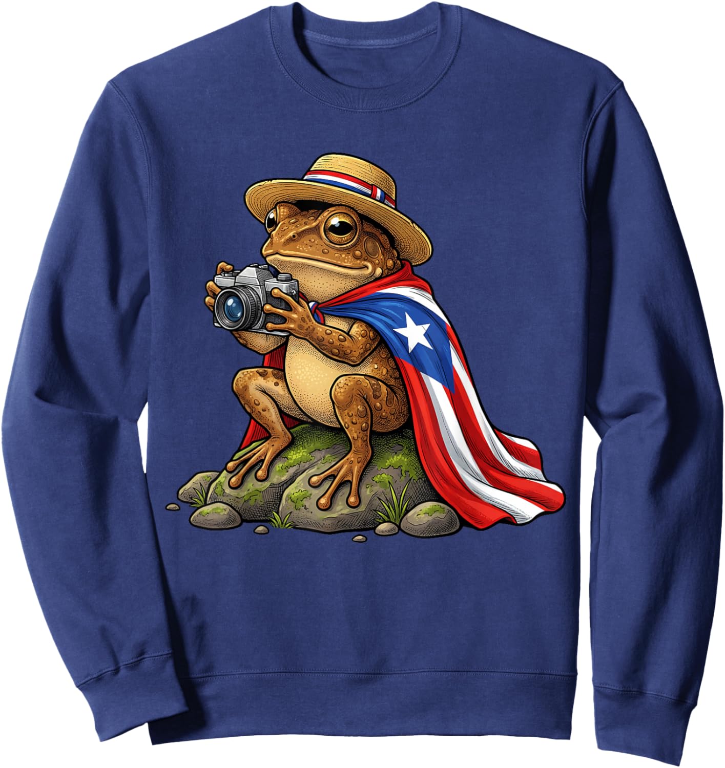Funny Coqui Frog Puerto Rico Boricua Hispanic Culture Sweatshirt - Sweatshirt | Navy