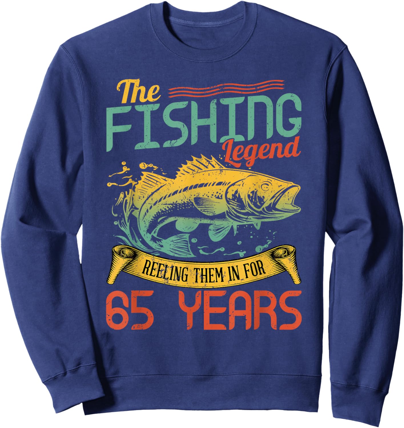 Fishing Legend 65 Years Old Gift Fisherman 65th Birthday Sweatshirt - Sweatshirt | Navy