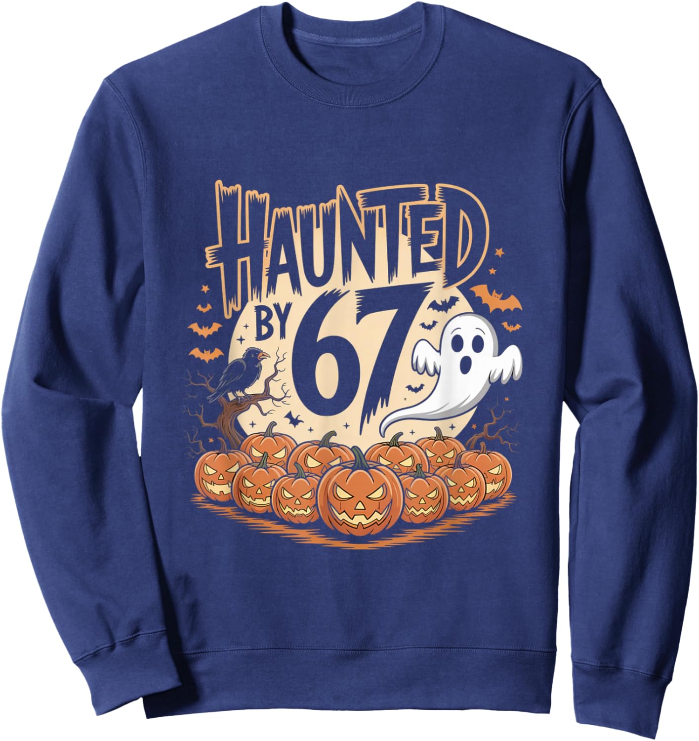 Haunted by 6-7 Funny Halloween 6-7 Costume Six Seven Sweatshirt - Sweatshirt | Navy