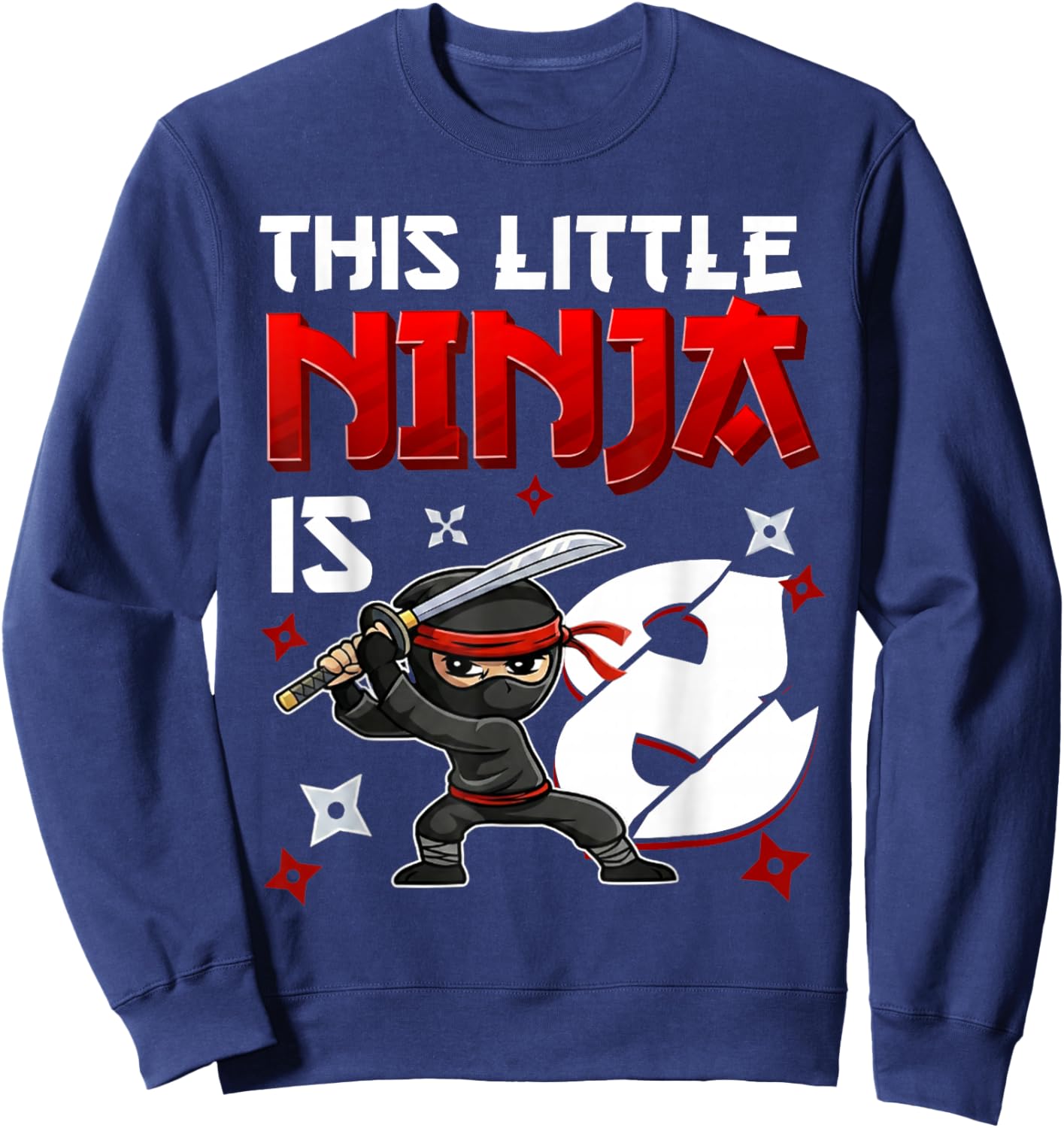 This Little Ninja is 8 Year Old 8th Birthday Ninja Boys Kids Sweatshirt - Sweatshirt | Navy
